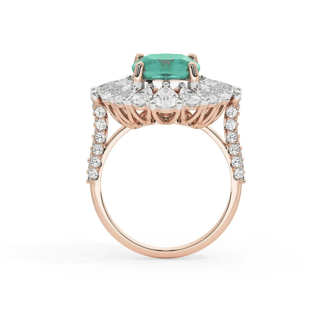 Zephyr Dahlia Cocktail Ring (Lab gown Emerald)