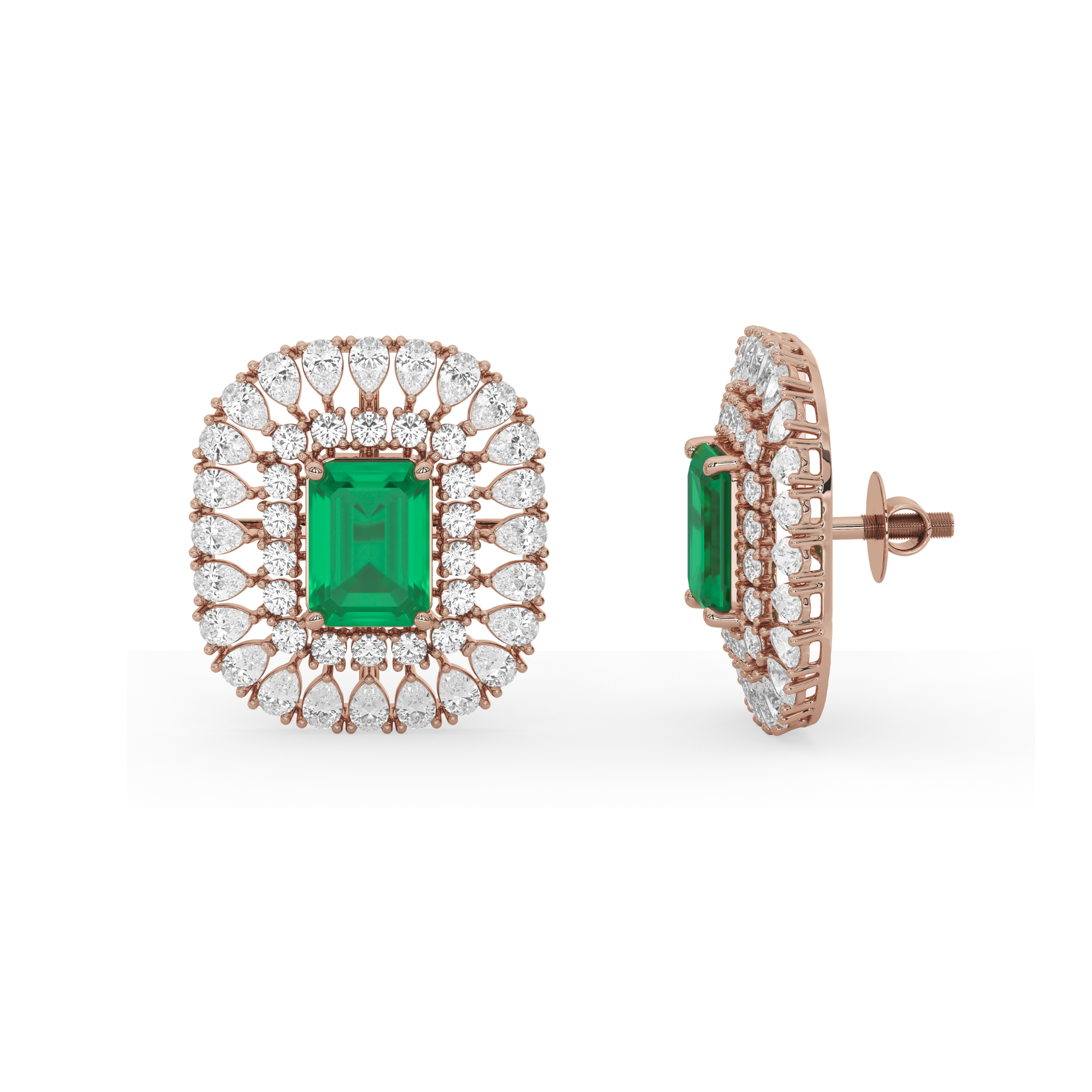 Emerald Majesty Pear Diamond Earrings