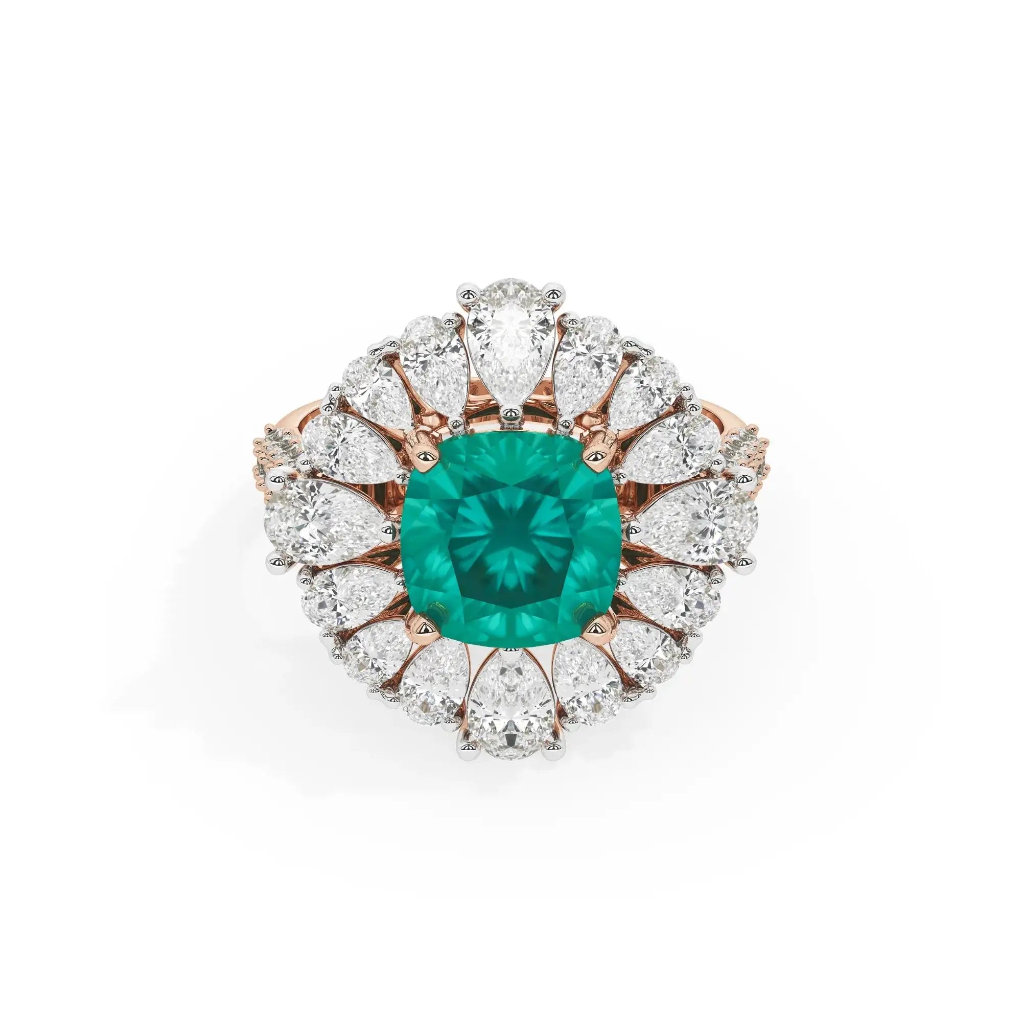 Zephyr Dahlia Cocktail Ring (Lab gown Emerald)