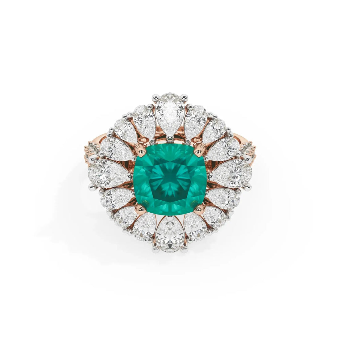 Zephyr Dahlia Cocktail Ring (Lab gown Emerald)