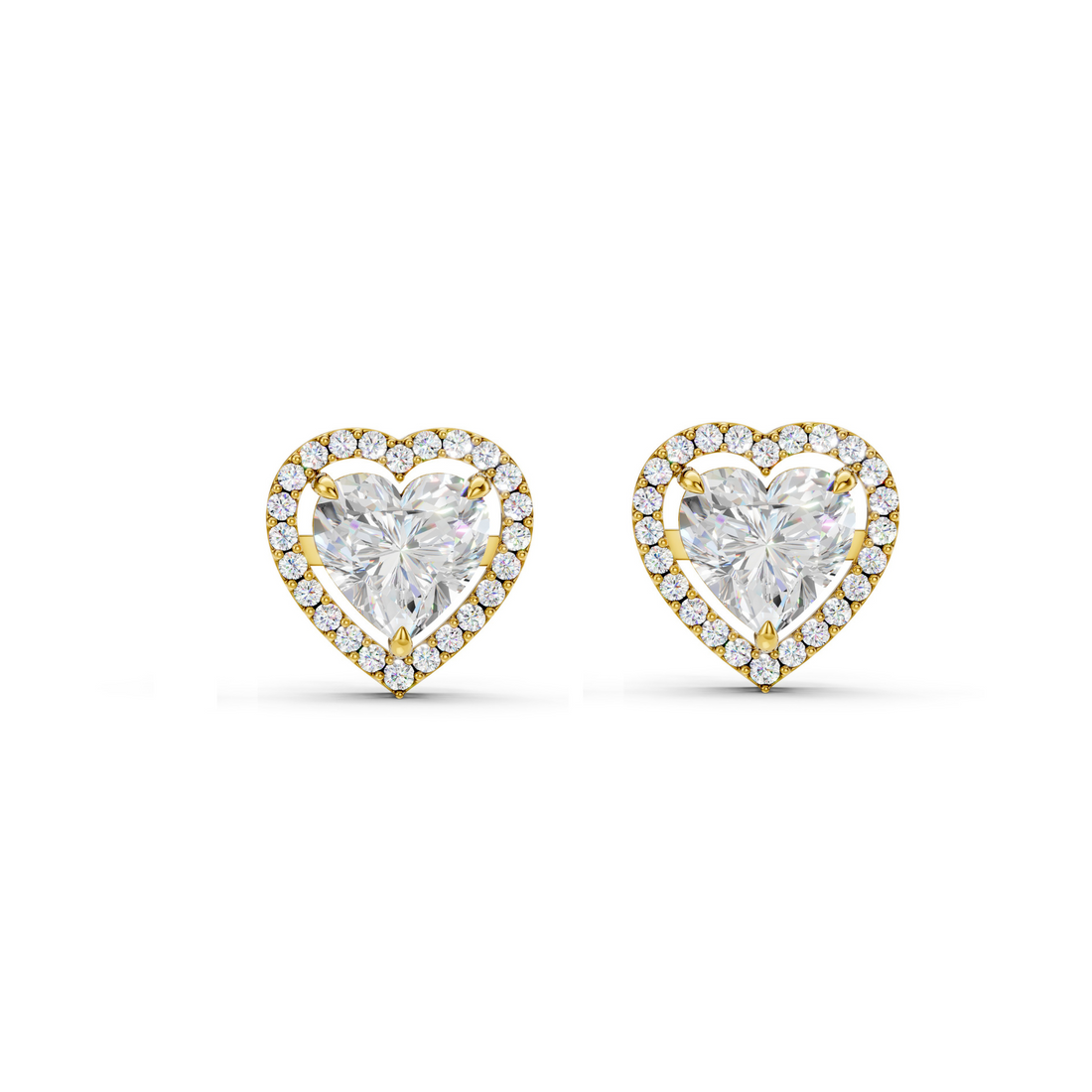 1.38 Carat Heart with Halo Solitaire Earrings