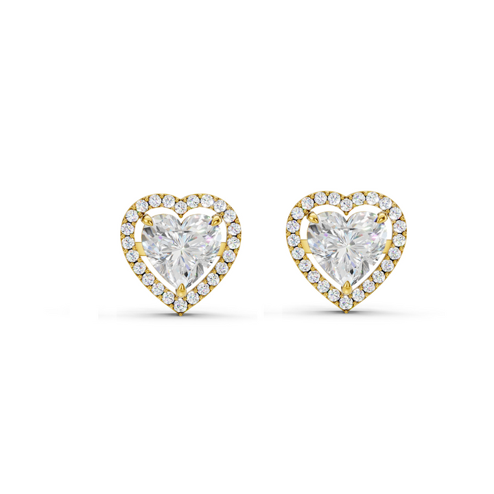 1.38 Carat Heart with Halo Solitaire Earrings