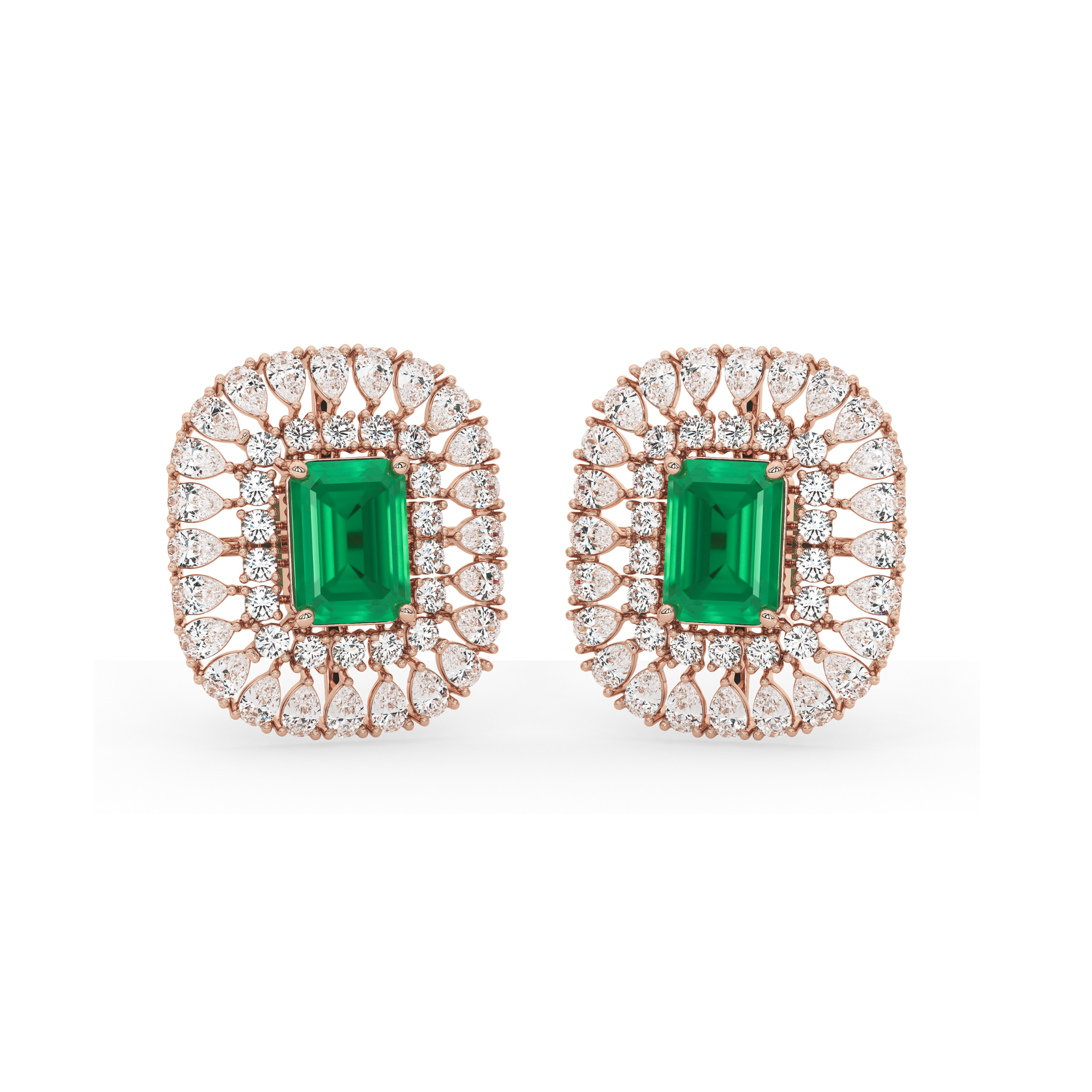 Emerald Majesty Pear Diamond Earrings