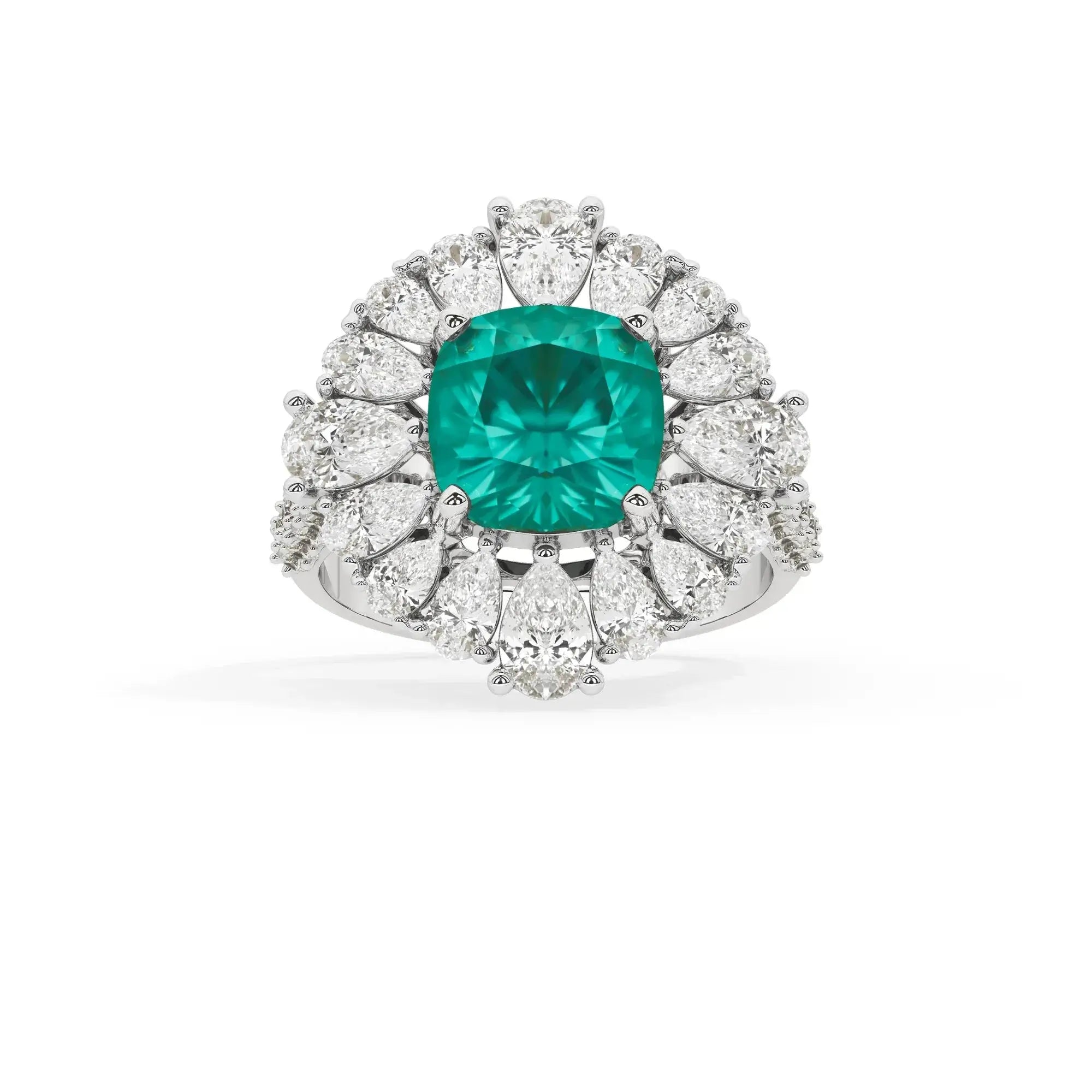 Zephyr Dahlia Cocktail Ring (Lab gown Emerald)