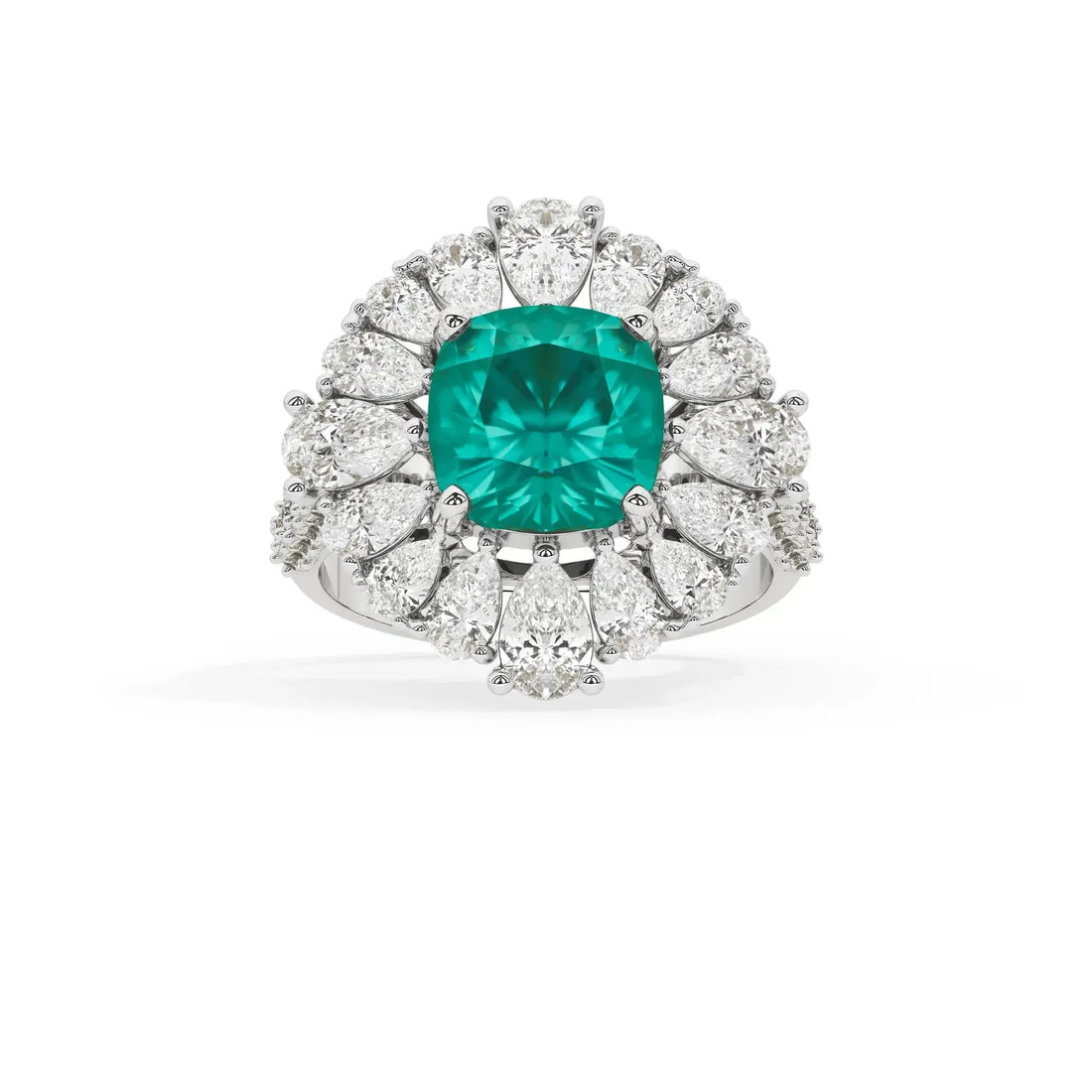 Zephyr Dahlia Cocktail Ring (Lab gown Emerald)