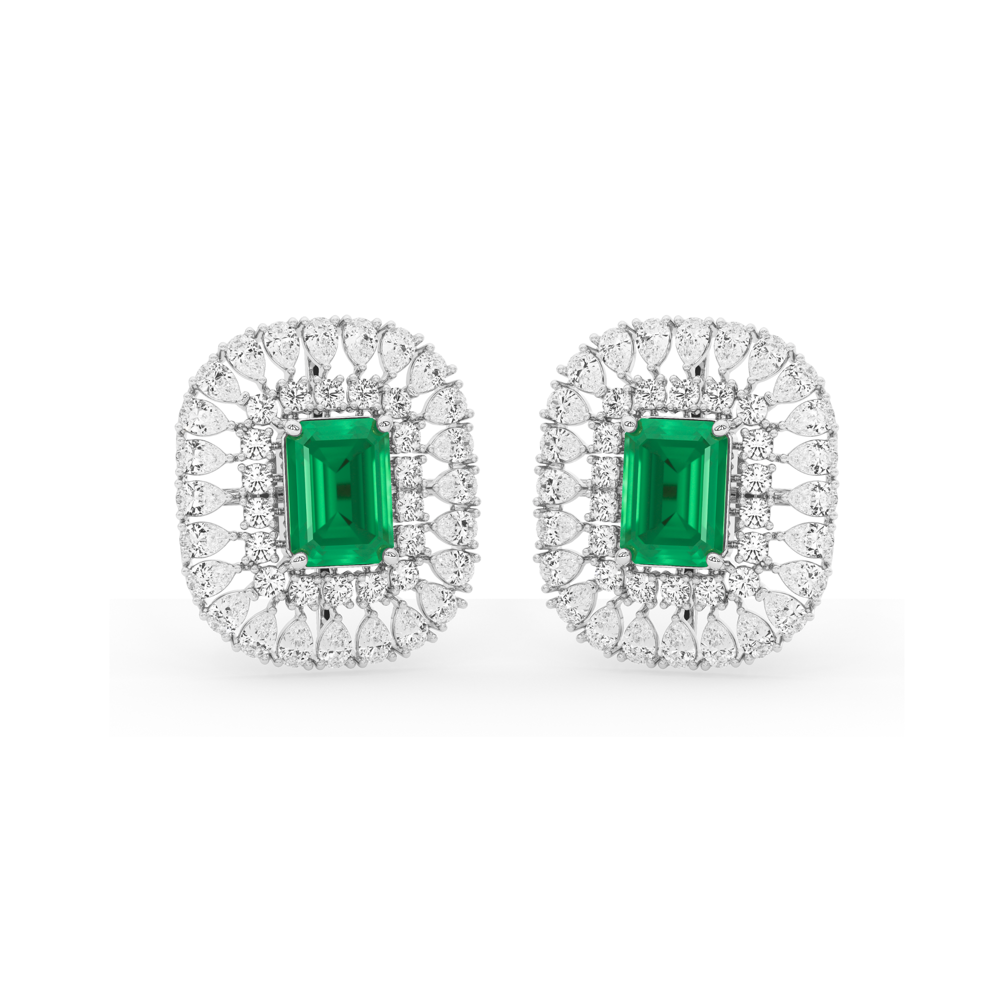 Emerald Majesty Pear Diamond Earrings