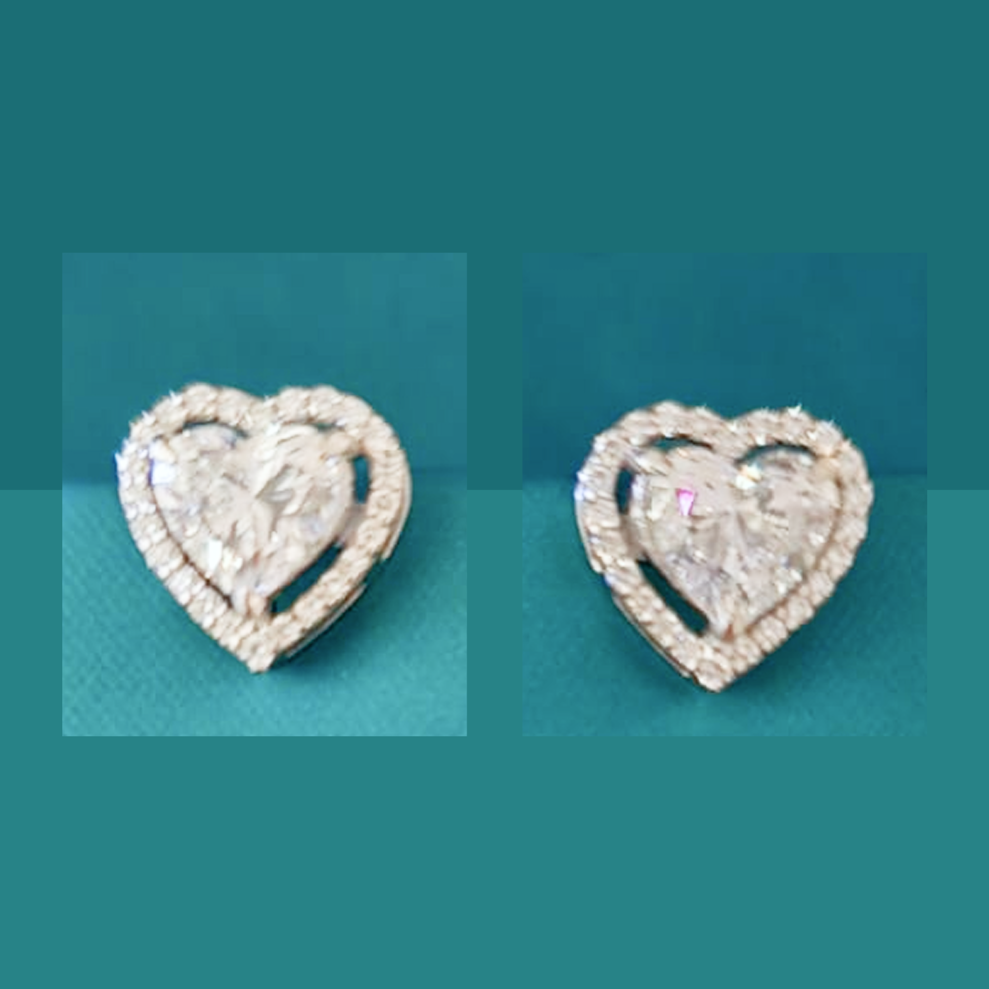 3 Carat Heart with Halo Solitaire Earrings