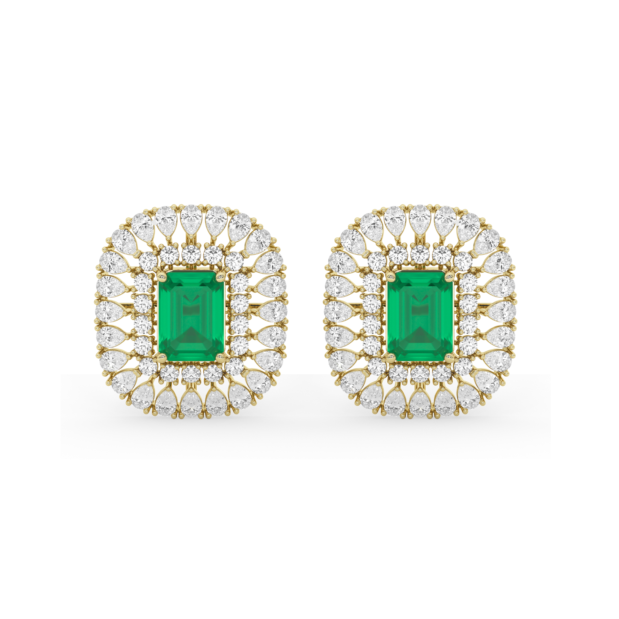 Emerald Majesty Pear Diamond Earrings