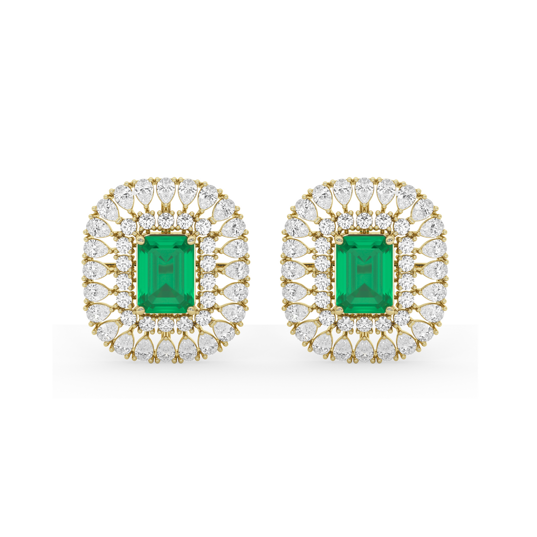 Emerald Majesty Pear Diamond Earrings