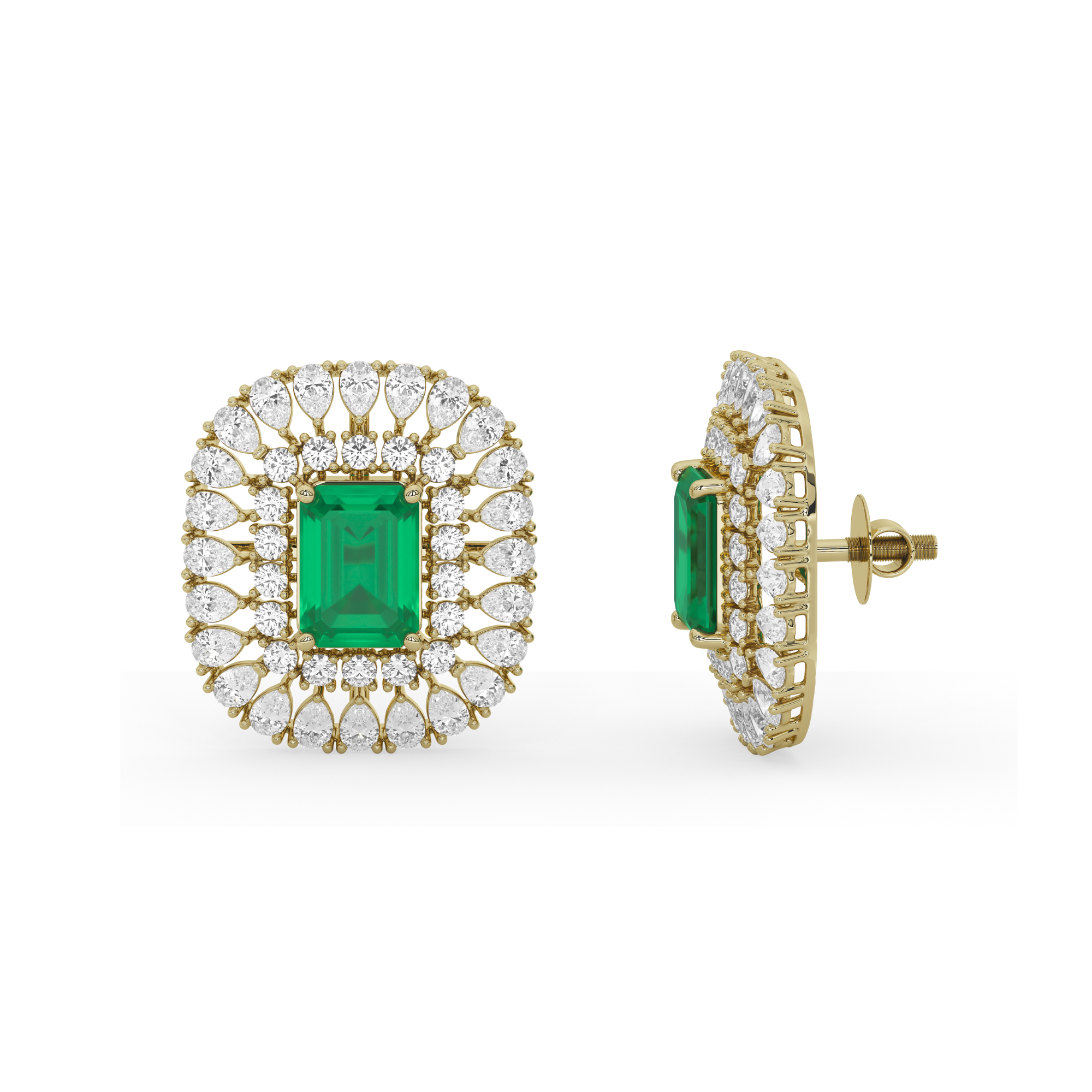 Emerald Majesty Pear Diamond Earrings