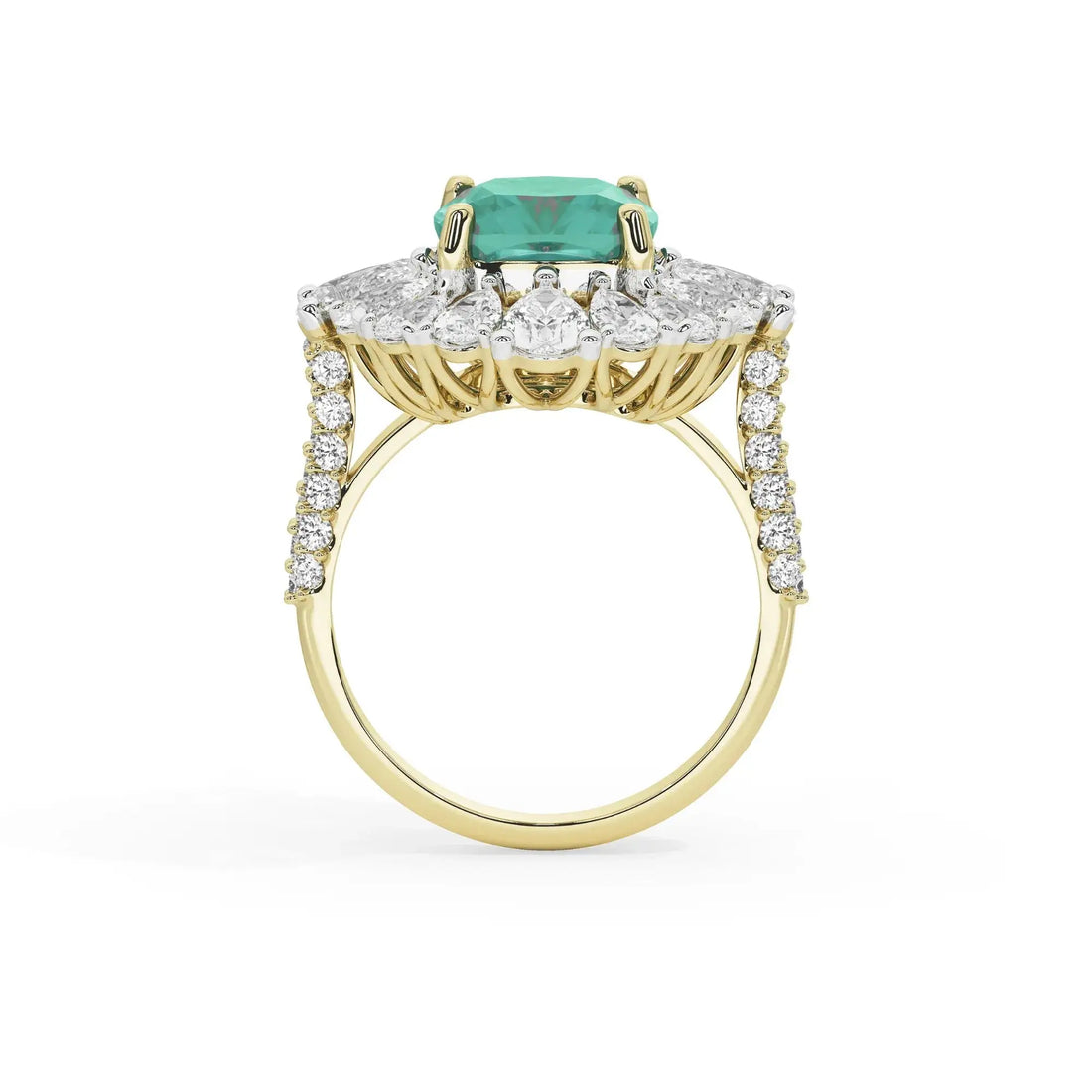 Zephyr Dahlia Cocktail Ring (Lab gown Emerald)