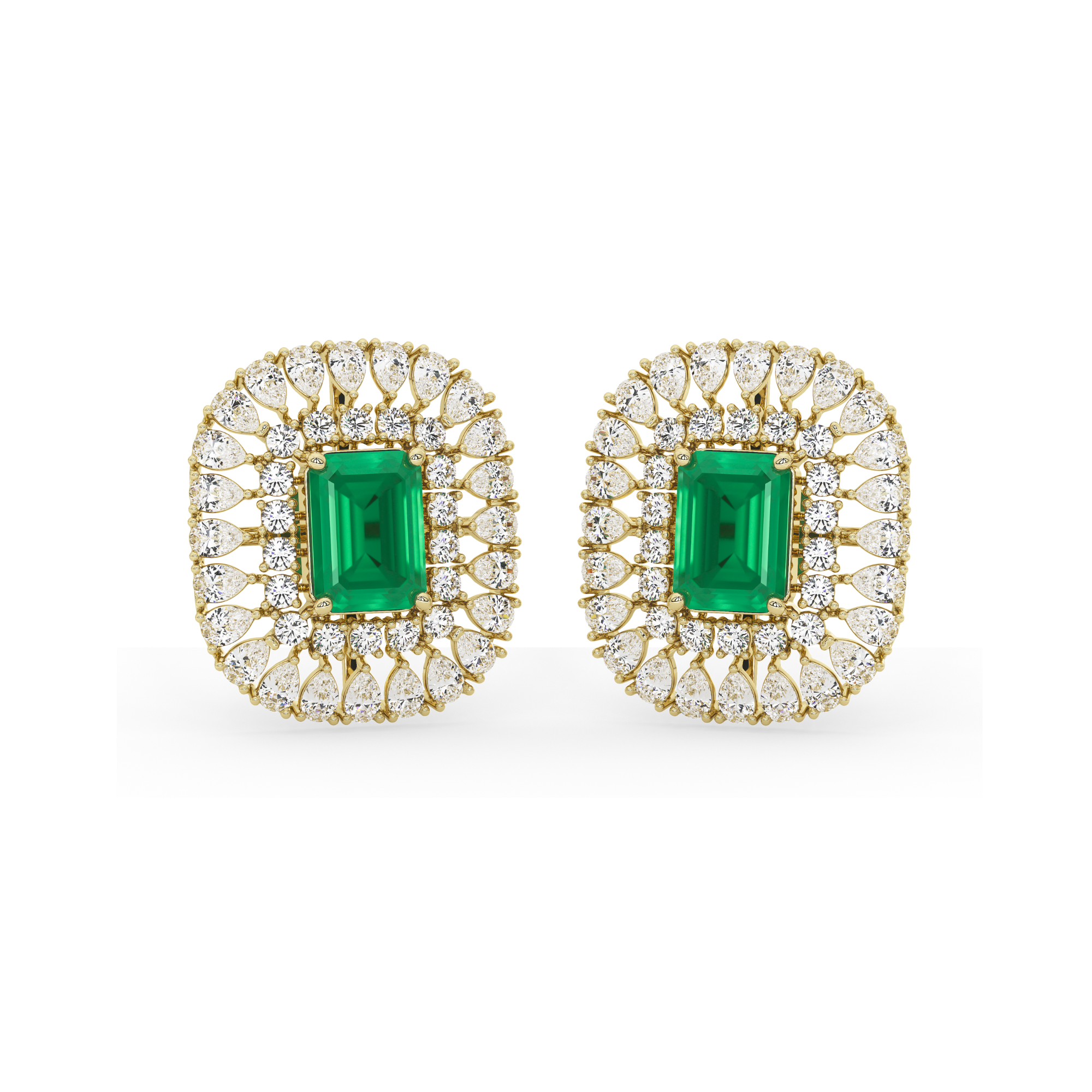 Emerald Majesty Pear Diamond Earrings