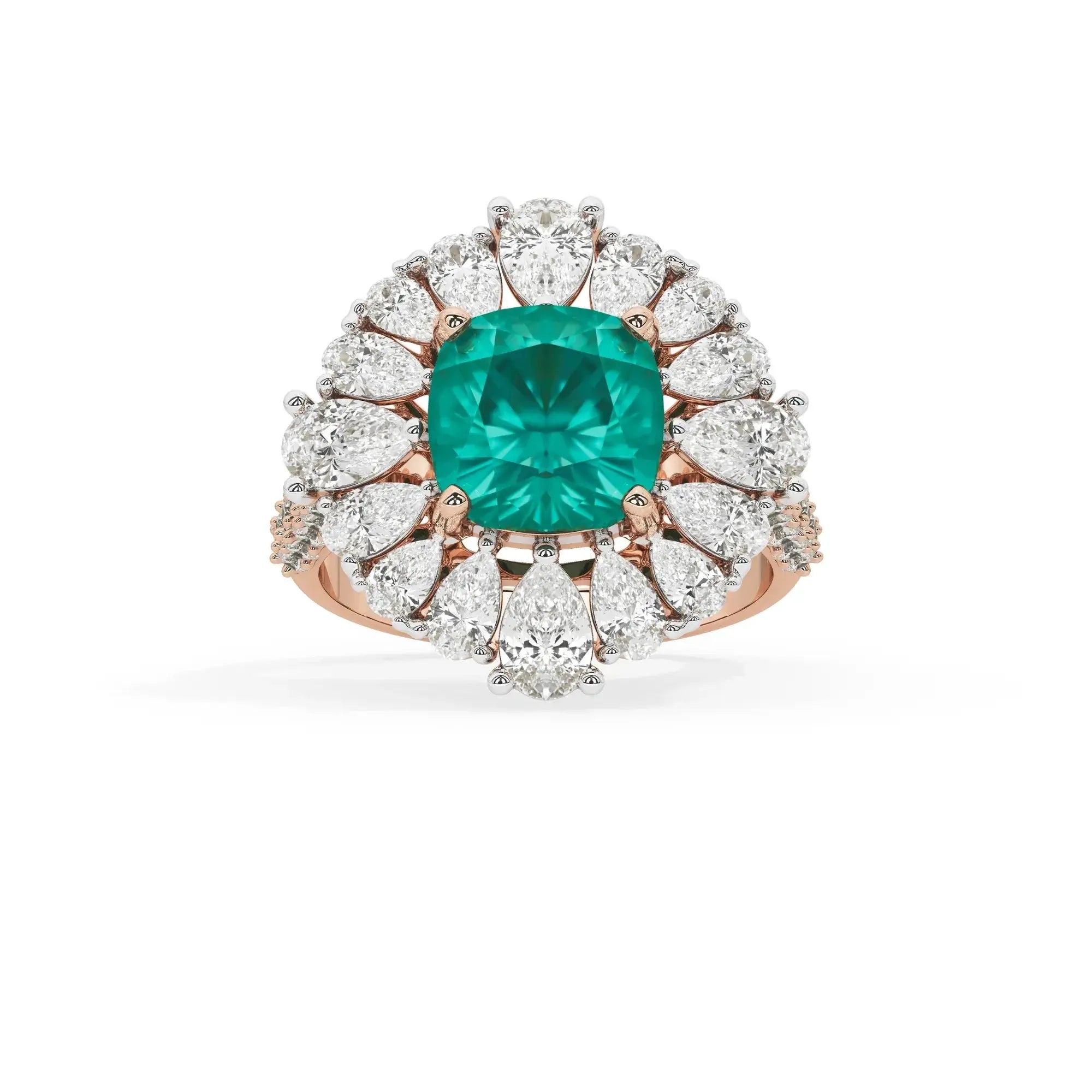 Zephyr Dahlia Cocktail Ring (Lab gown Emerald)