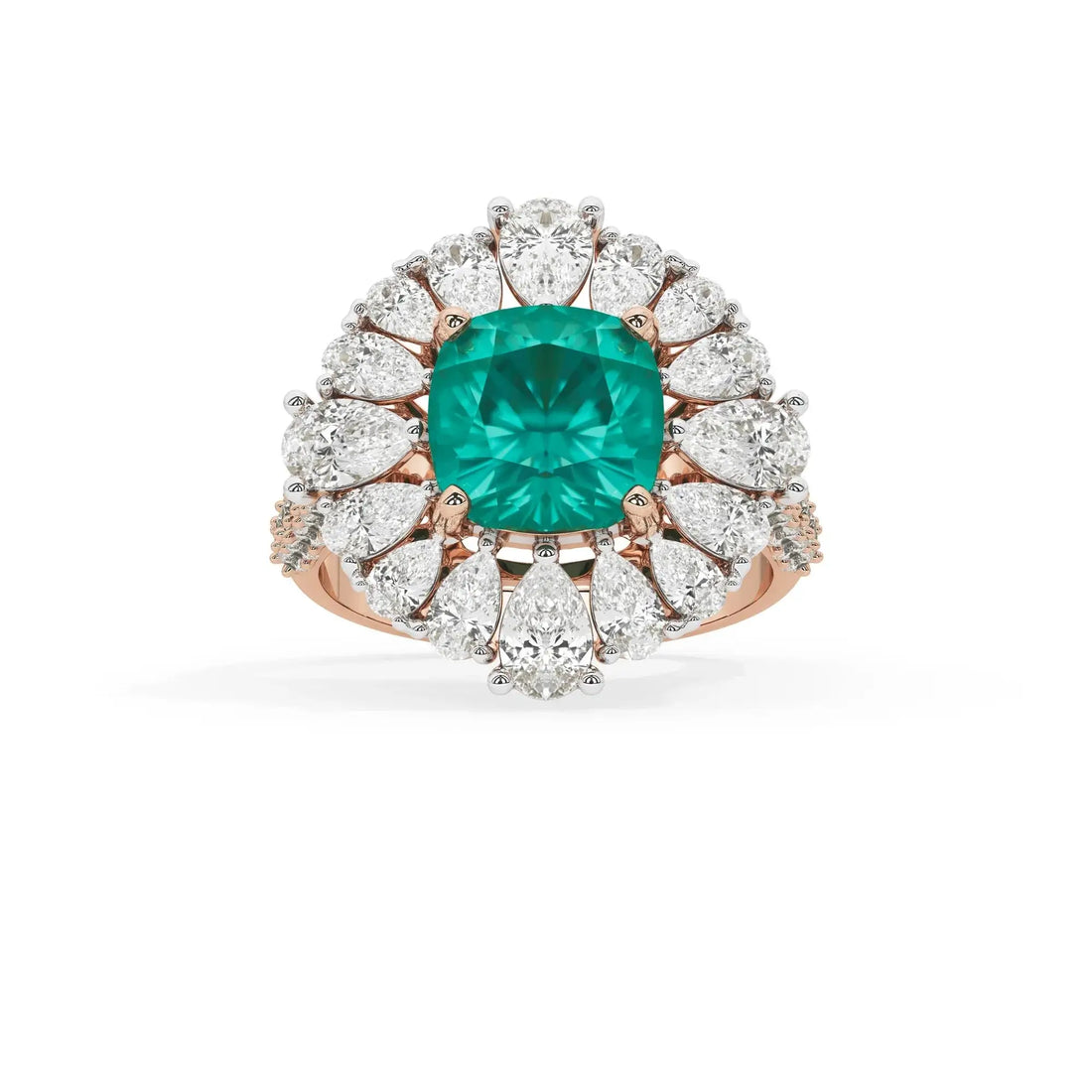 Zephyr Dahlia Cocktail Ring (Lab gown Emerald)