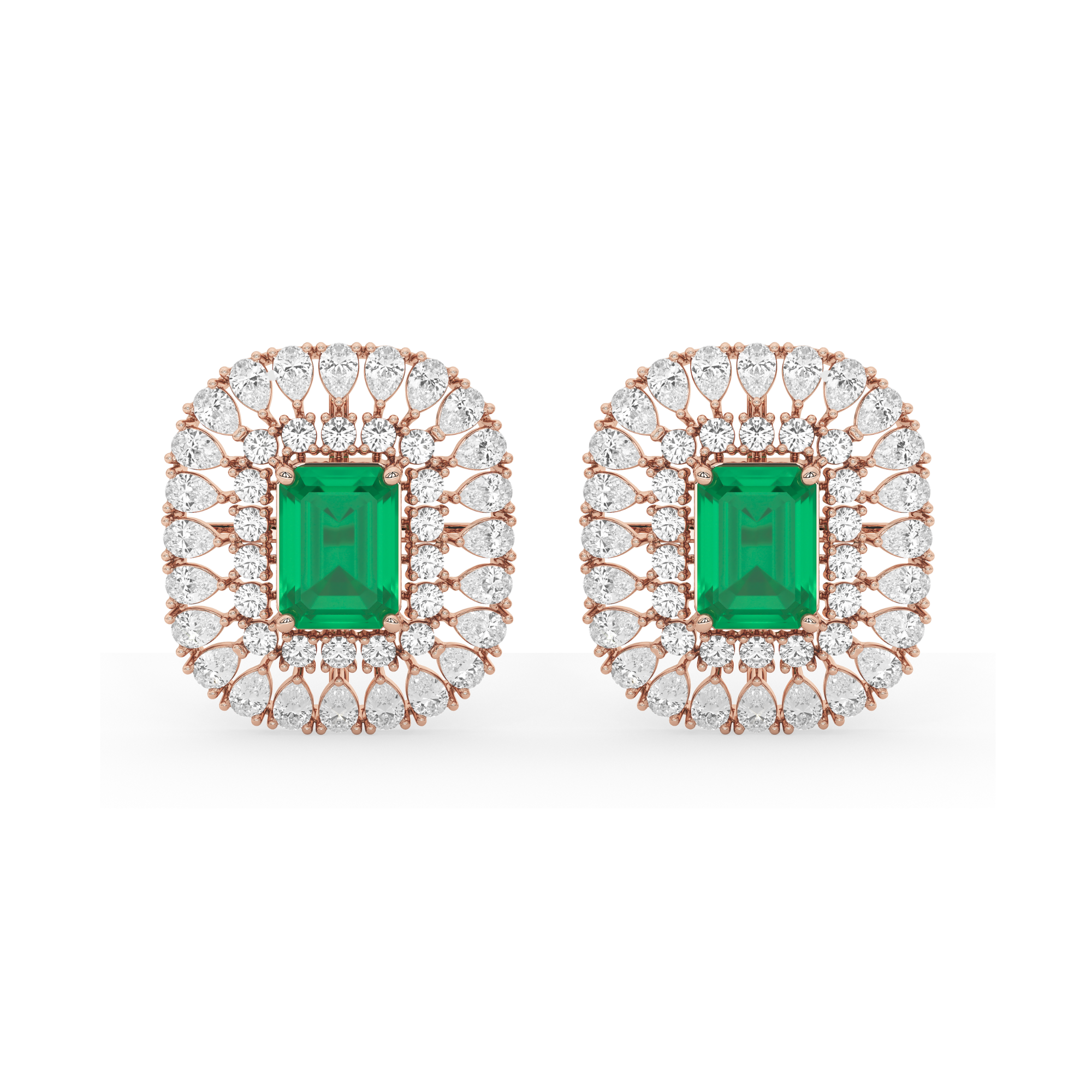 Emerald Majesty Pear Diamond Earrings