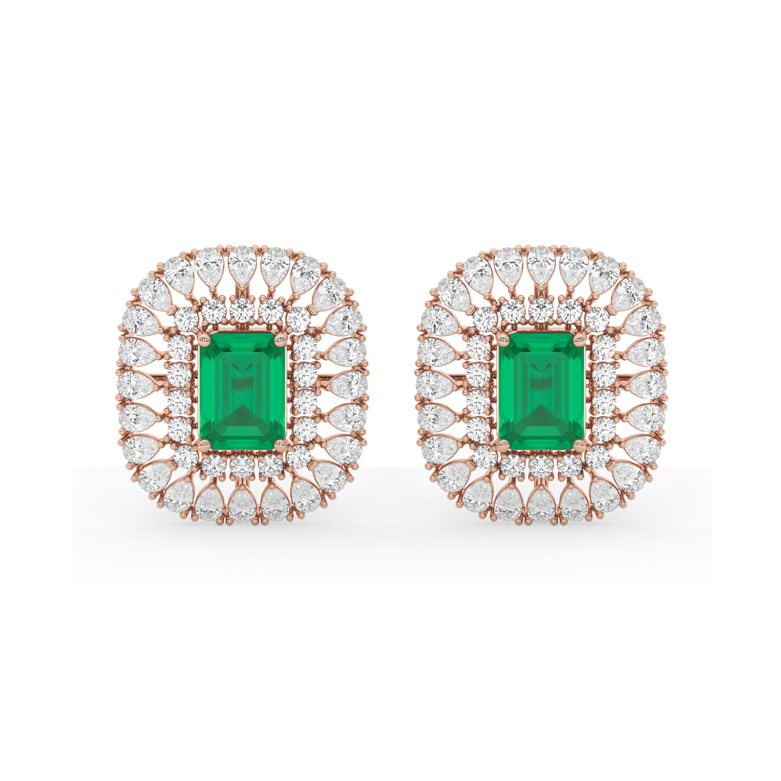 Emerald Majesty Pear Diamond Earrings