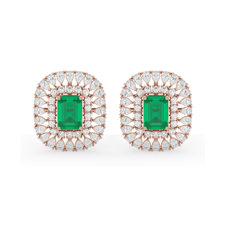 Emerald Majesty Pear Diamond Earrings