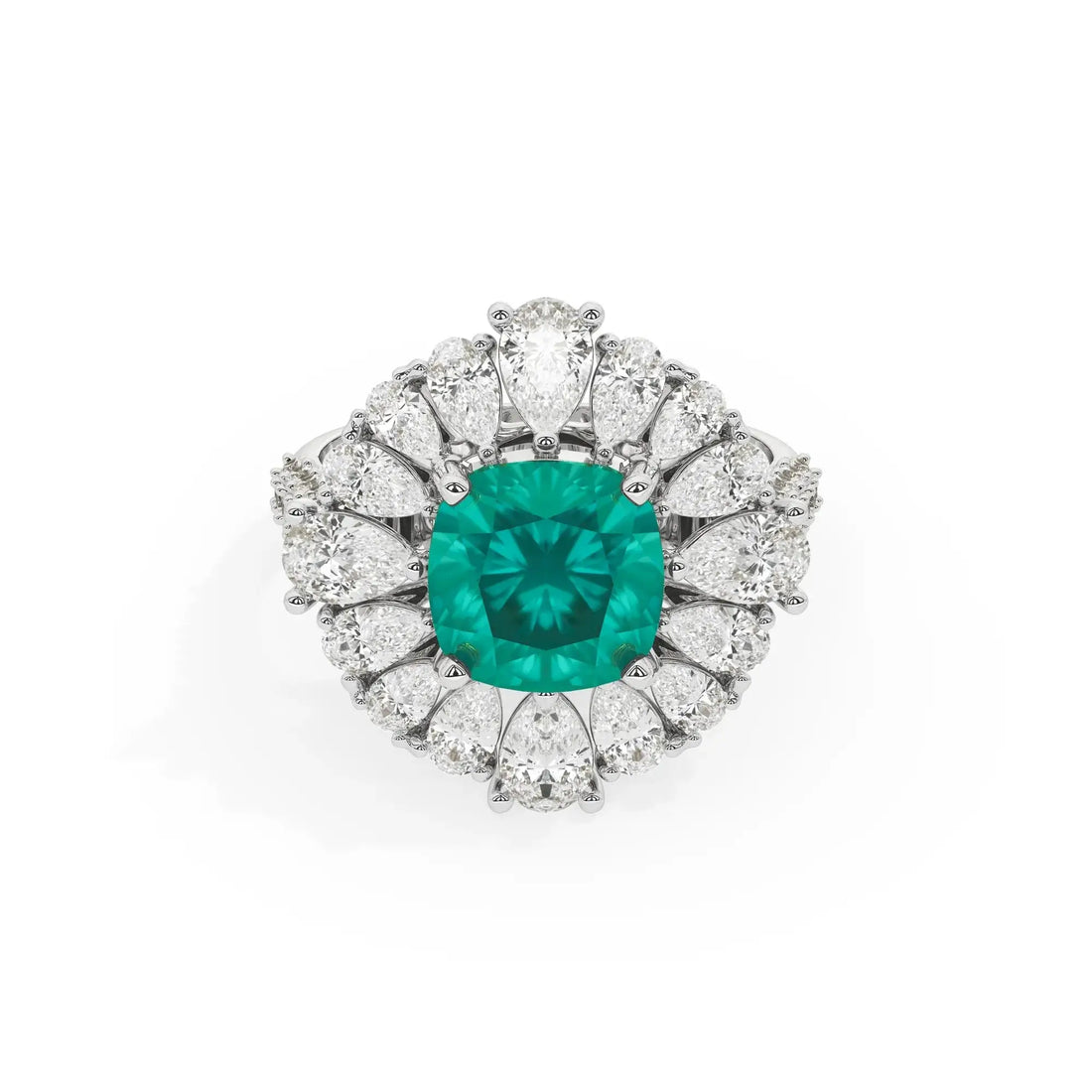 Zephyr Dahlia Cocktail Ring (Lab gown Emerald)
