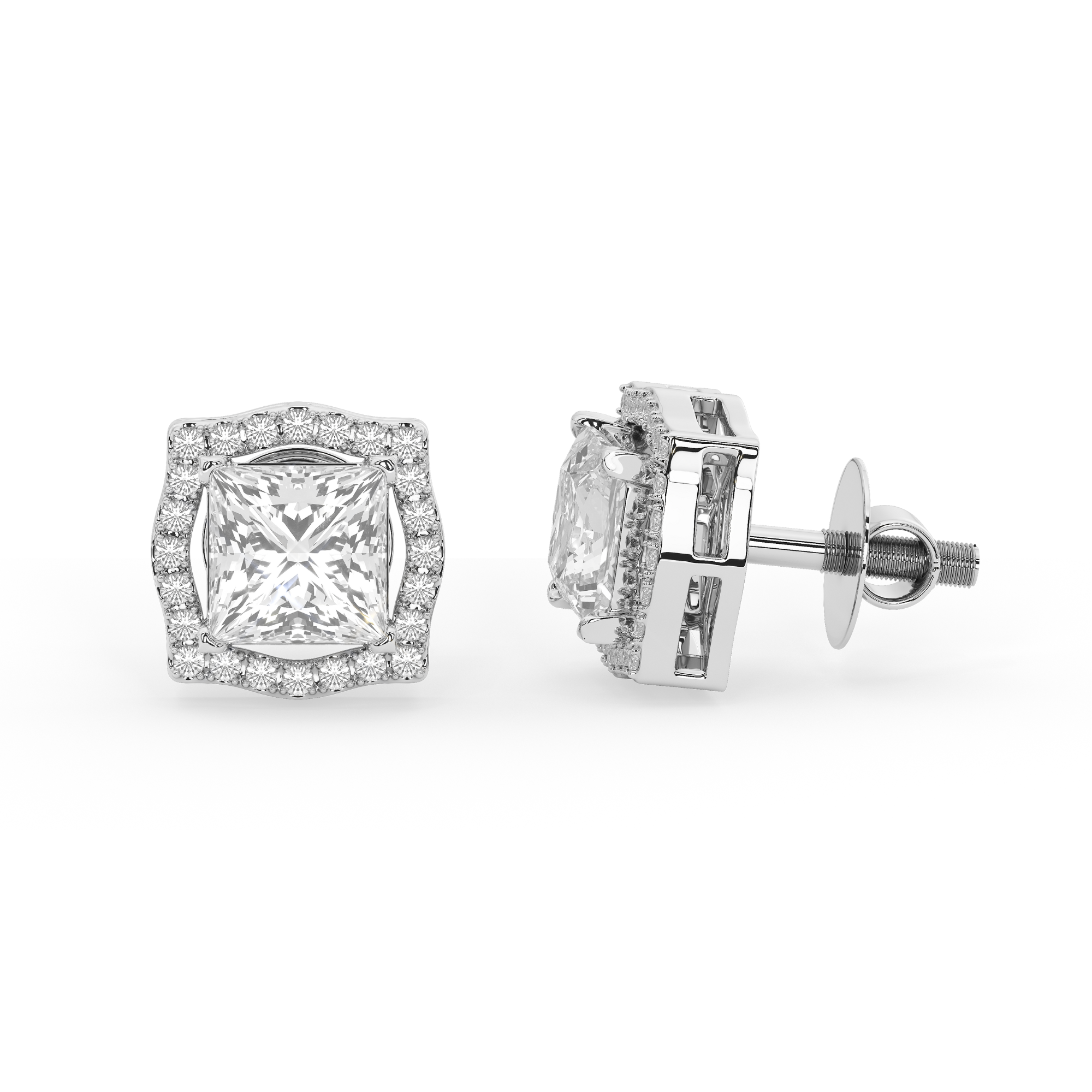 4.4 Carat Anastasia Princess Halo Studs