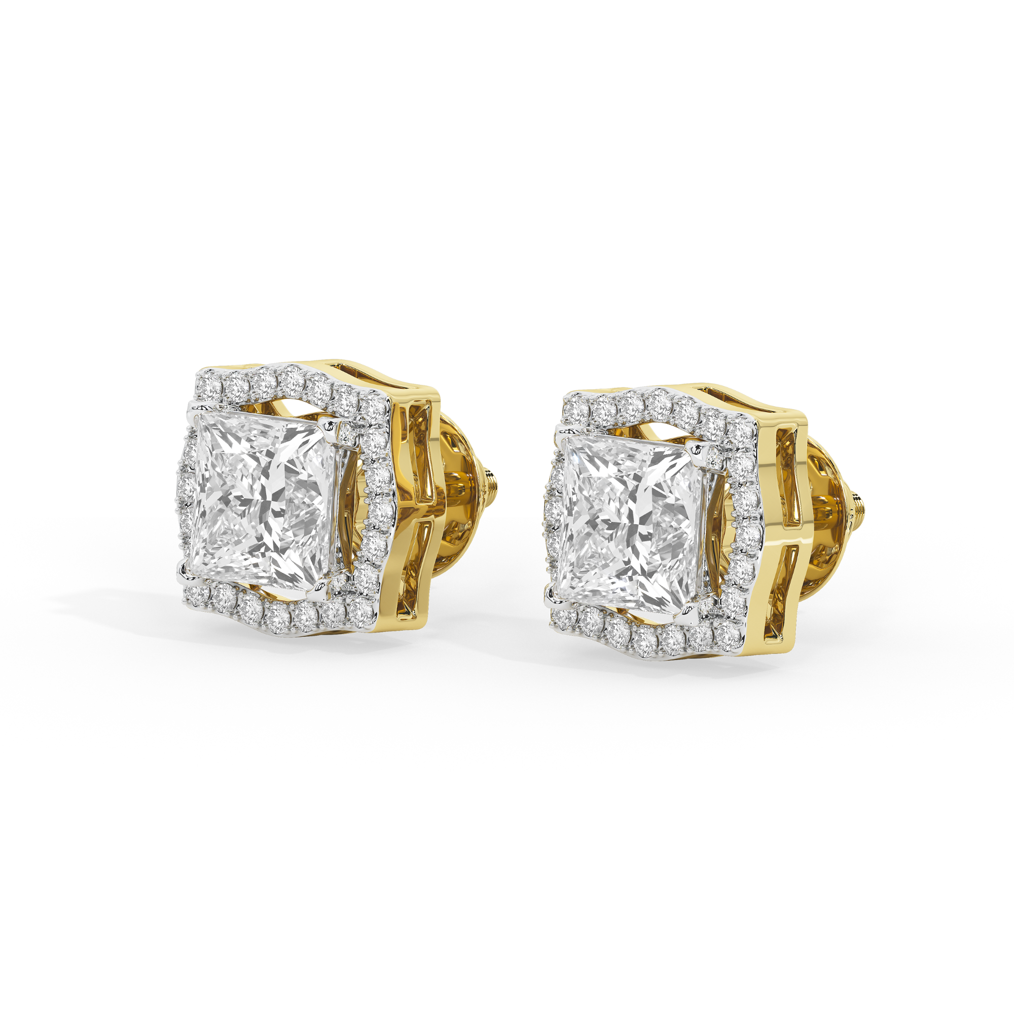 4.4 Carat Anastasia Princess Halo Studs