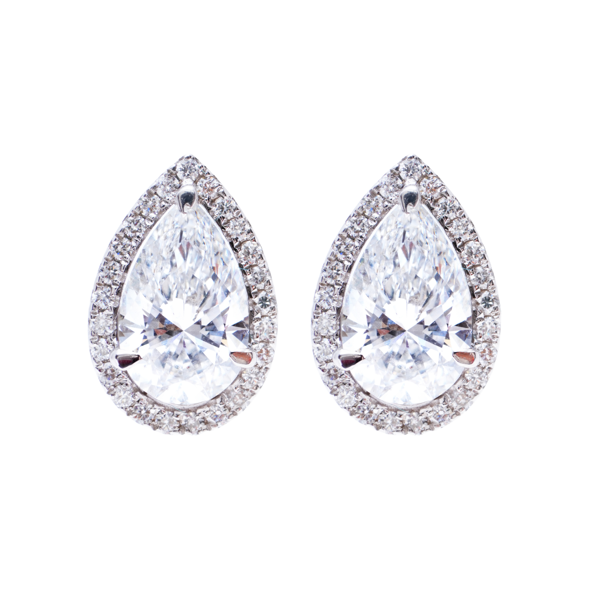 3 Carat Kimberly Pear Solitaire Studs
