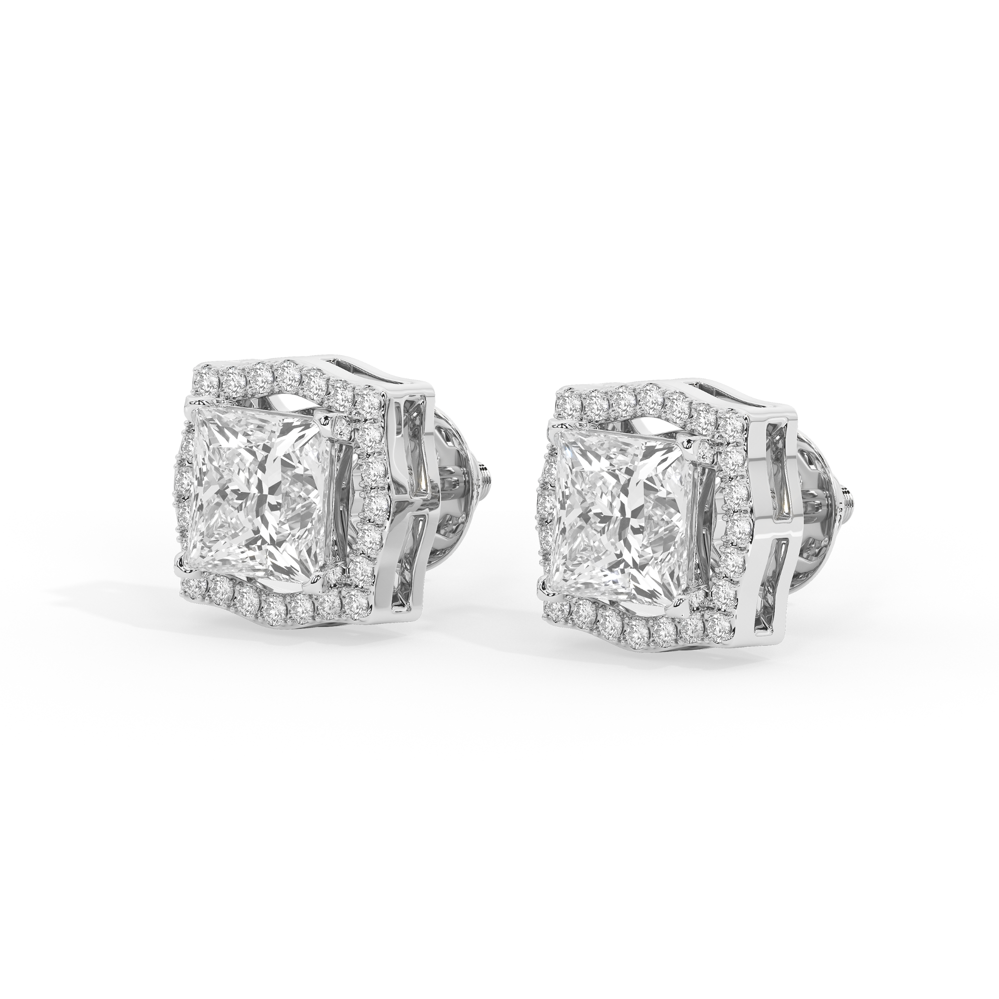 4.4 Carat Anastasia Princess Halo Studs