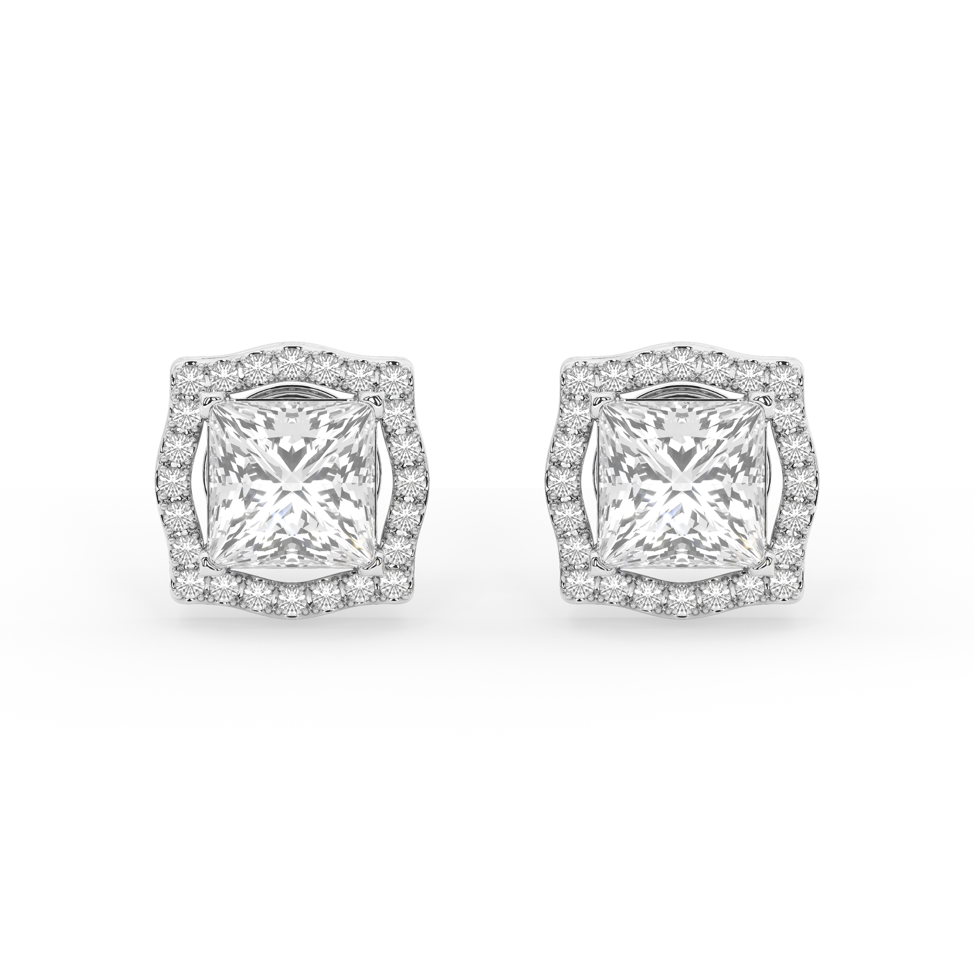 4.4 Carat Anastasia Princess Halo Studs