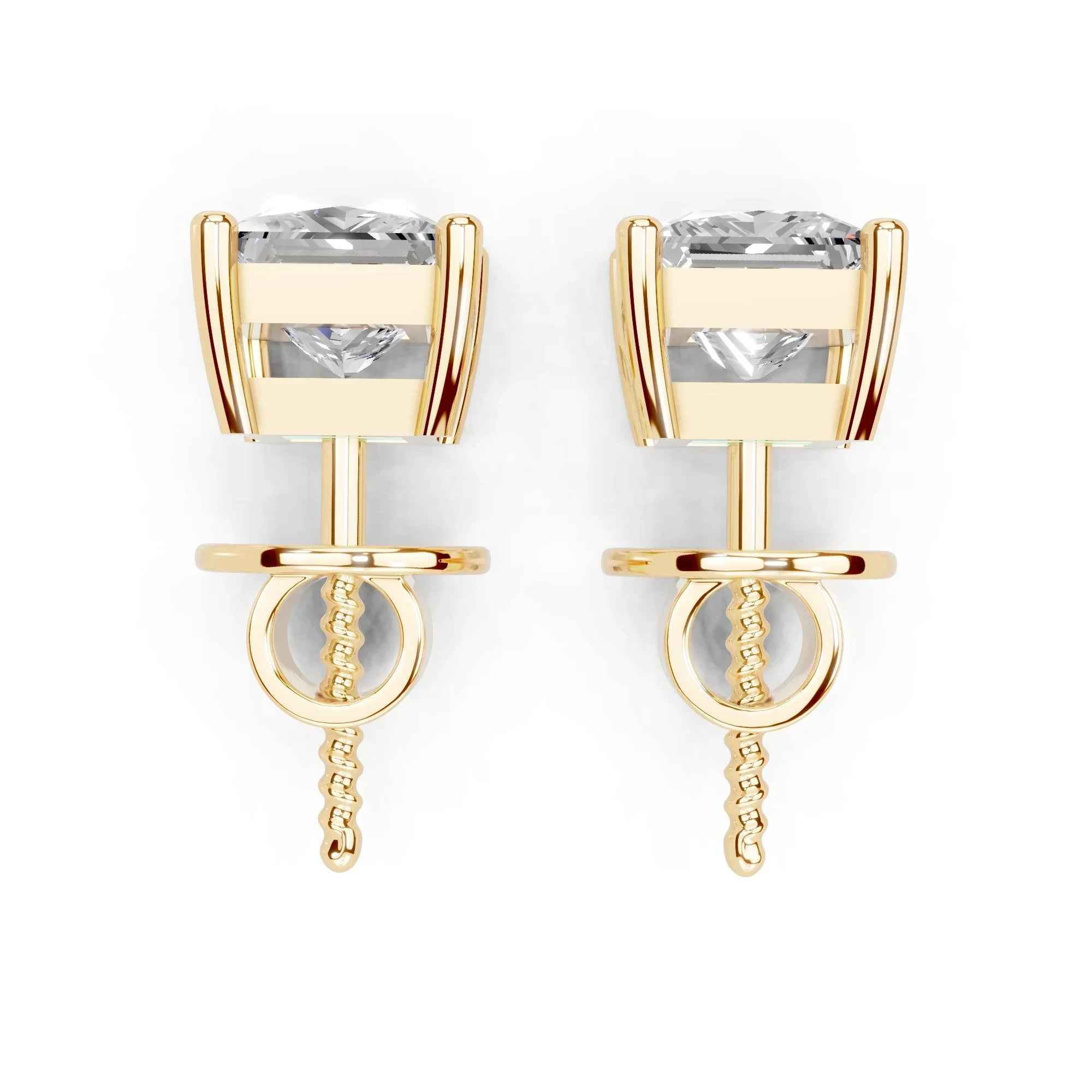 2.8 Carat Patricia Princess Cut Solitaire Studs