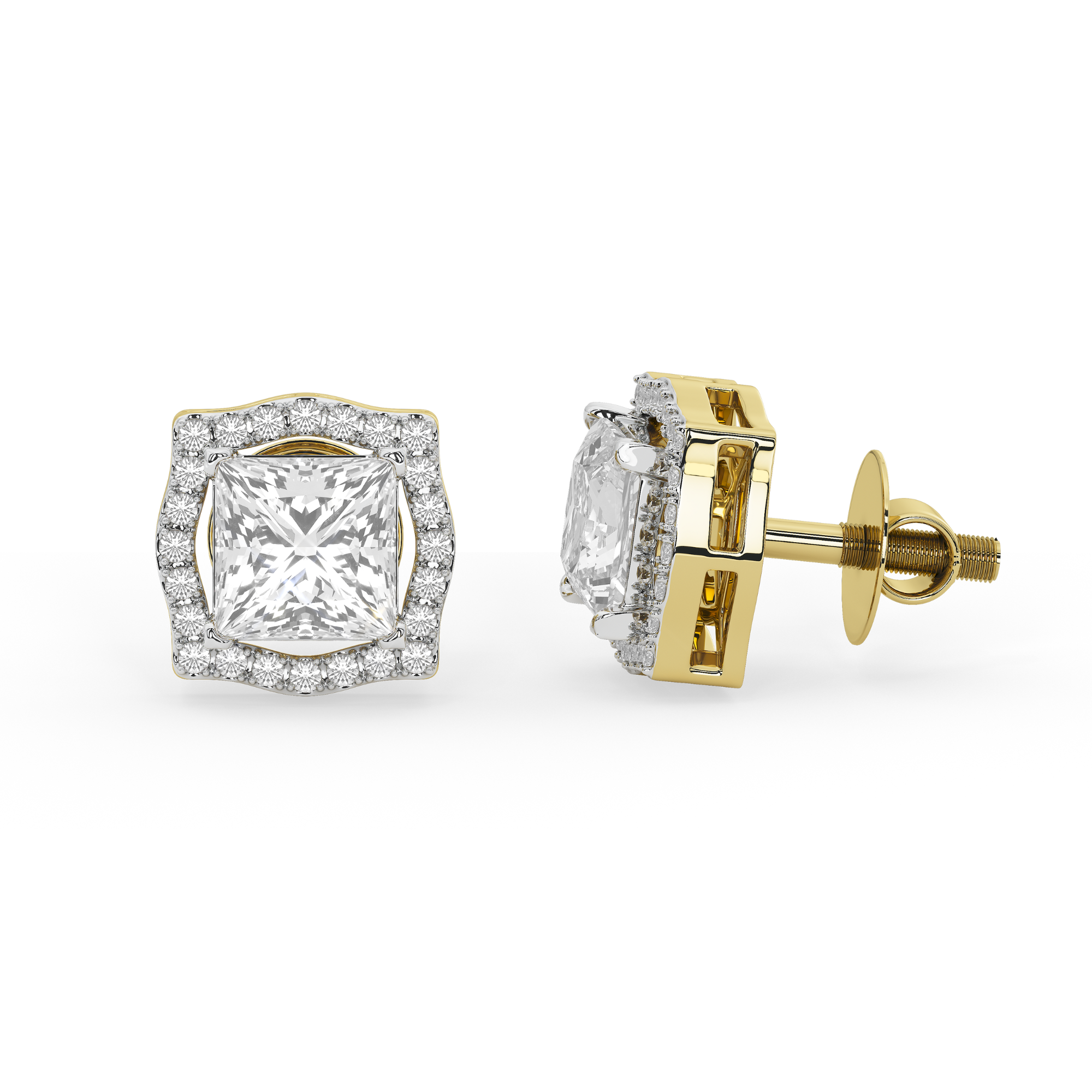 4.4 Carat Anastasia Princess Halo Studs