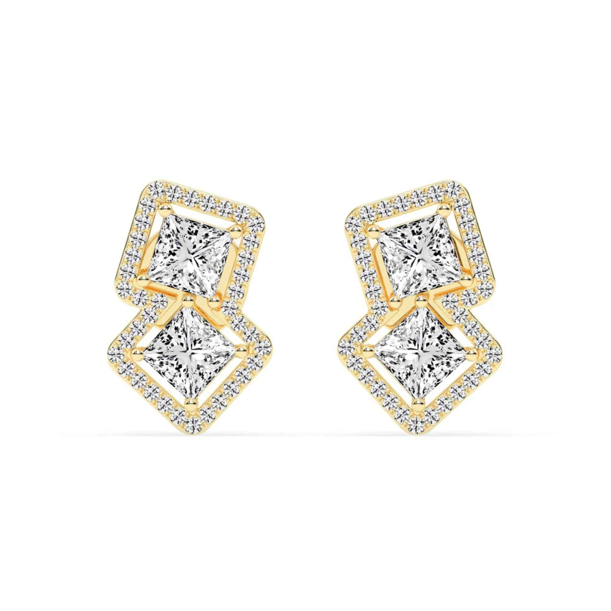 Passion Pair Princess Cut Diamond Earrings