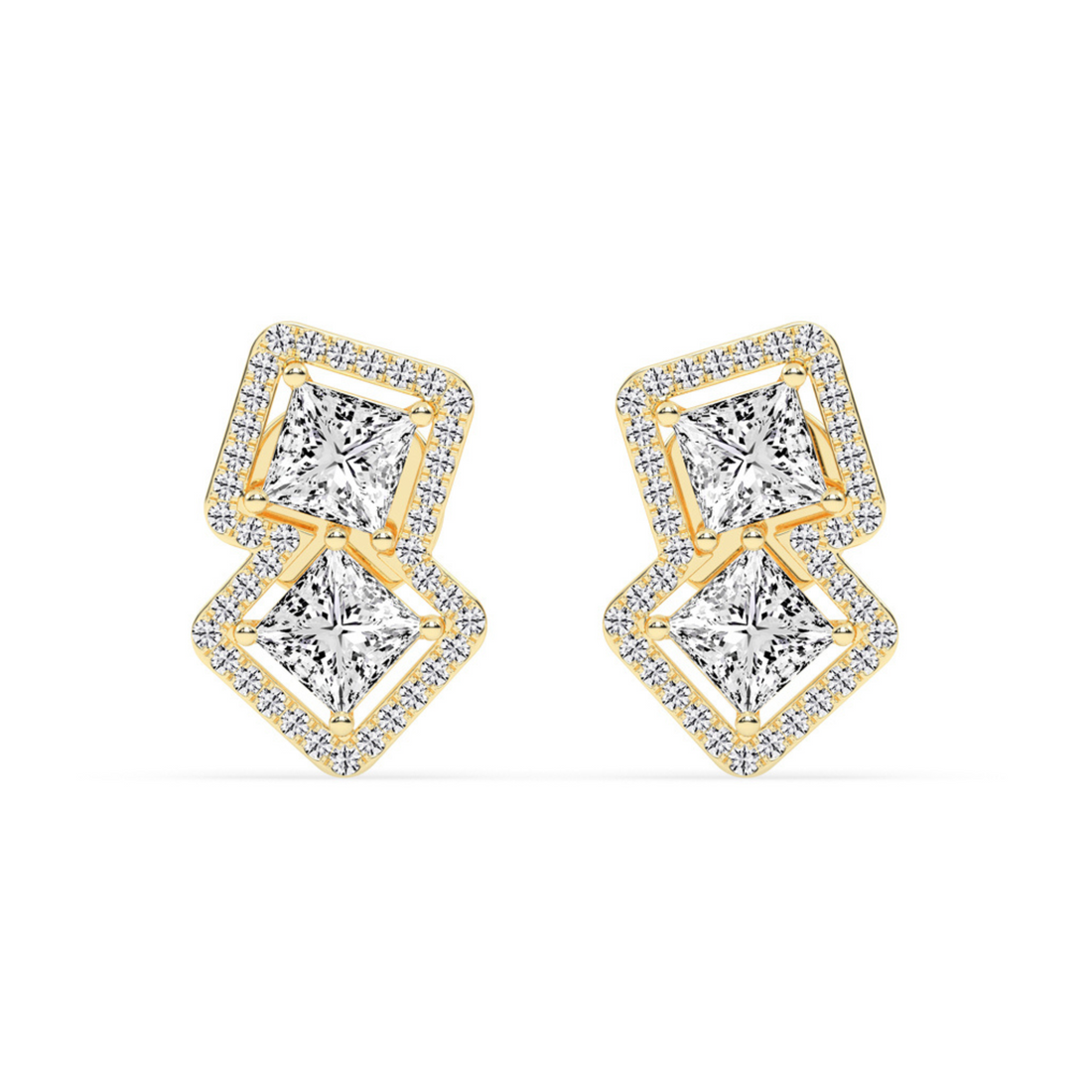 Passion Pair Princess Cut Diamond Earrings