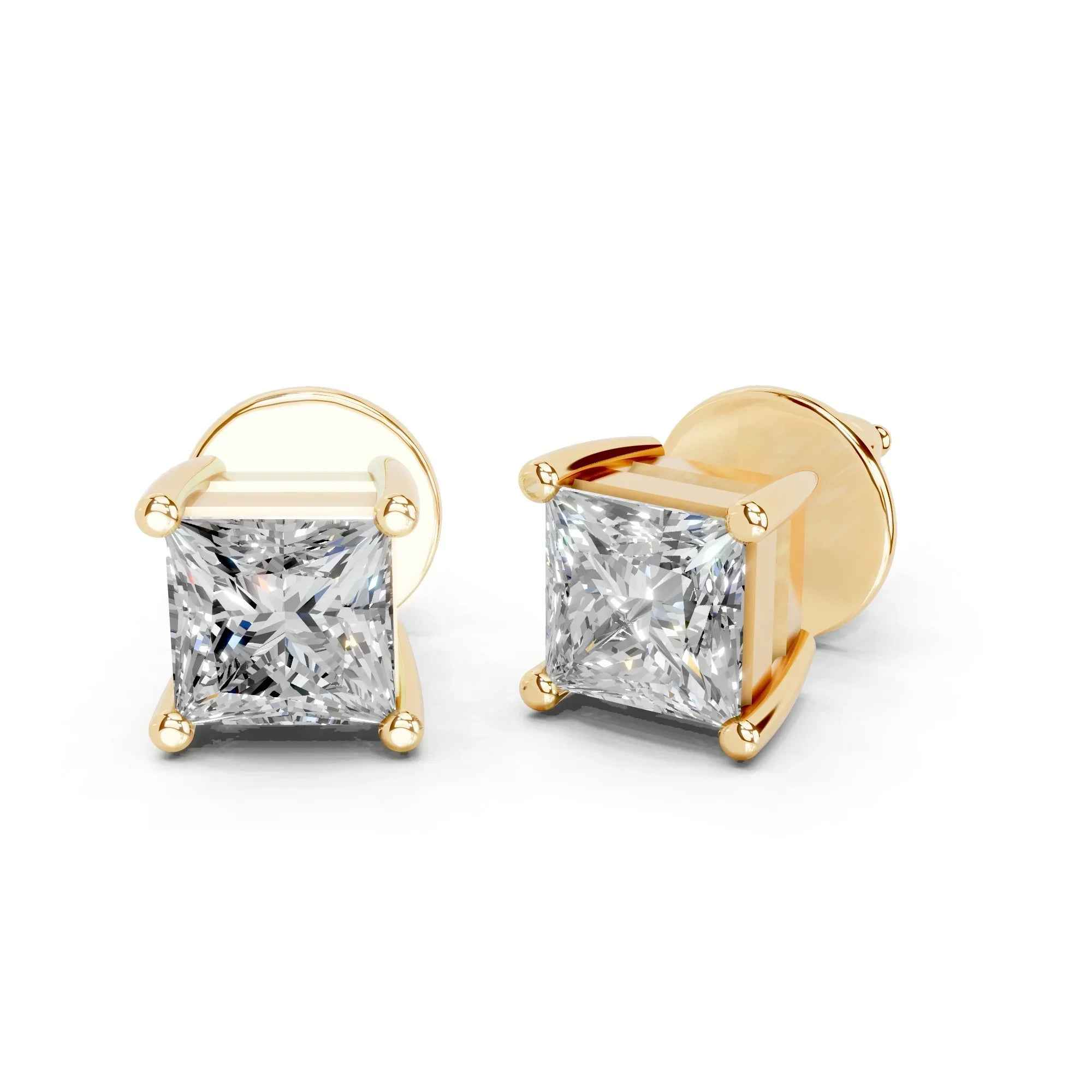 2.8 Carat Patricia Princess Cut Solitaire Studs