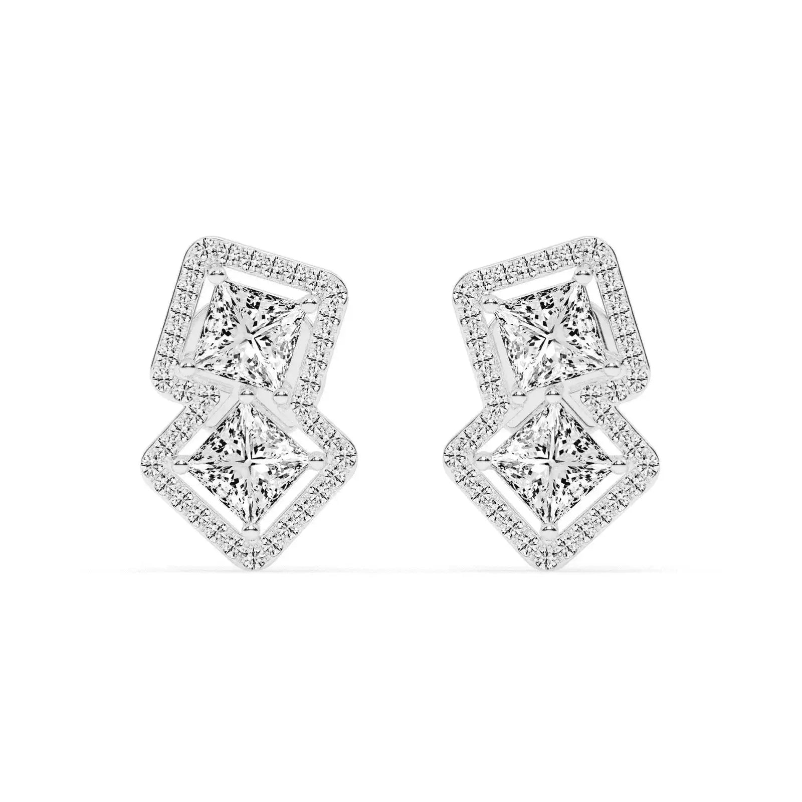 Passion Pair Princess Cut Diamond Earrings