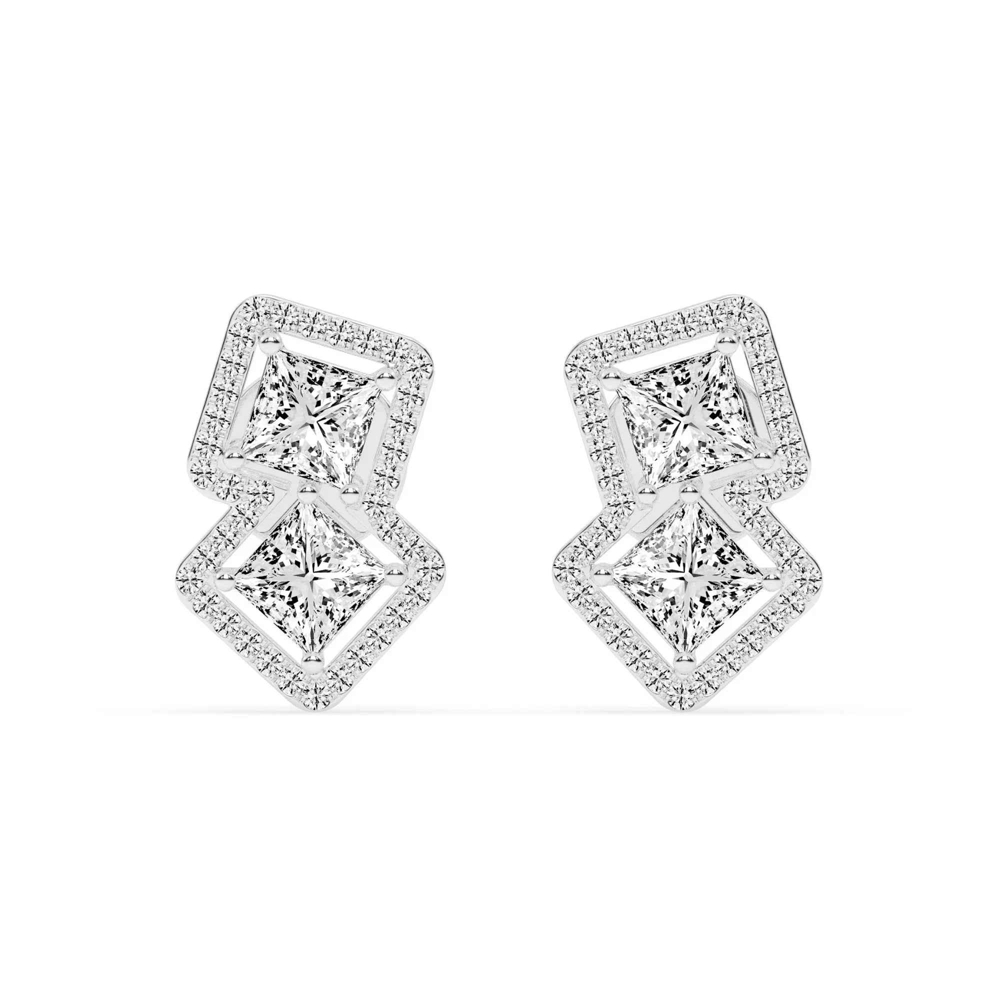 Passion Pair Princess Cut Diamond Earrings