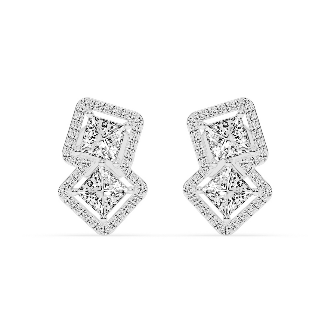 Passion Pair Princess Cut Diamond Earrings