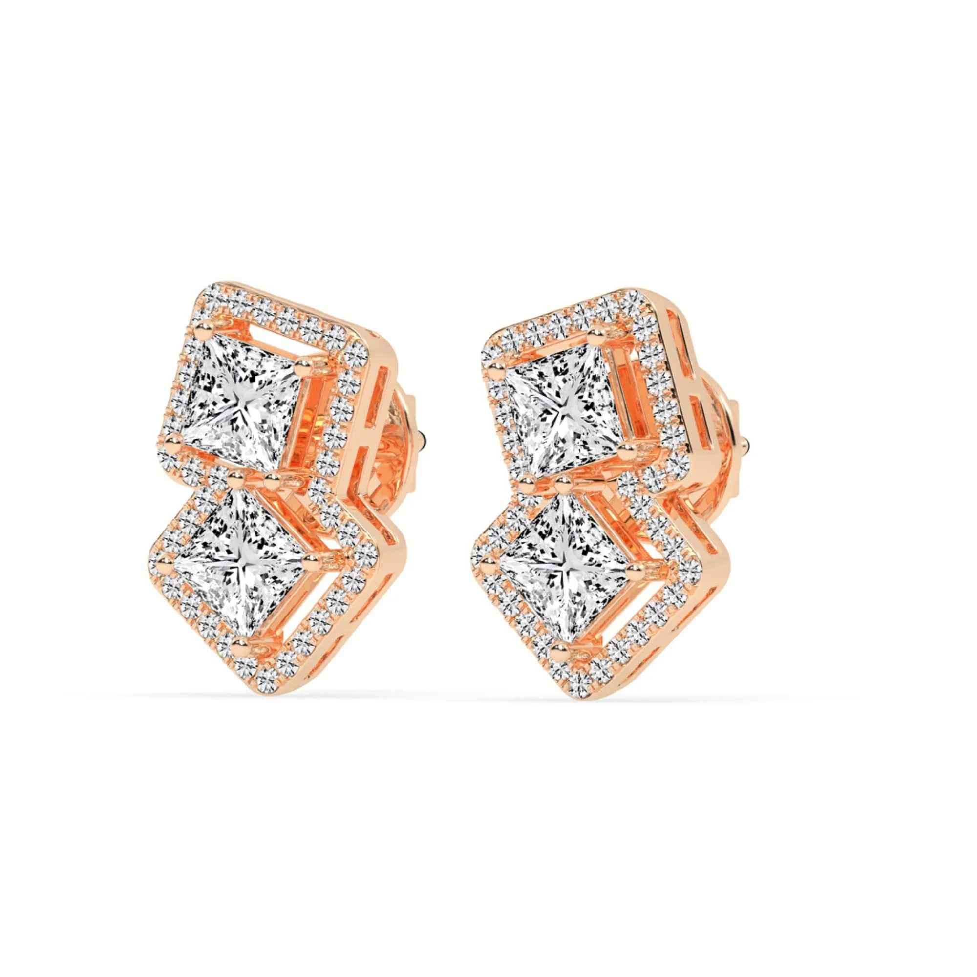 Passion Pair Princess Cut Diamond Earrings