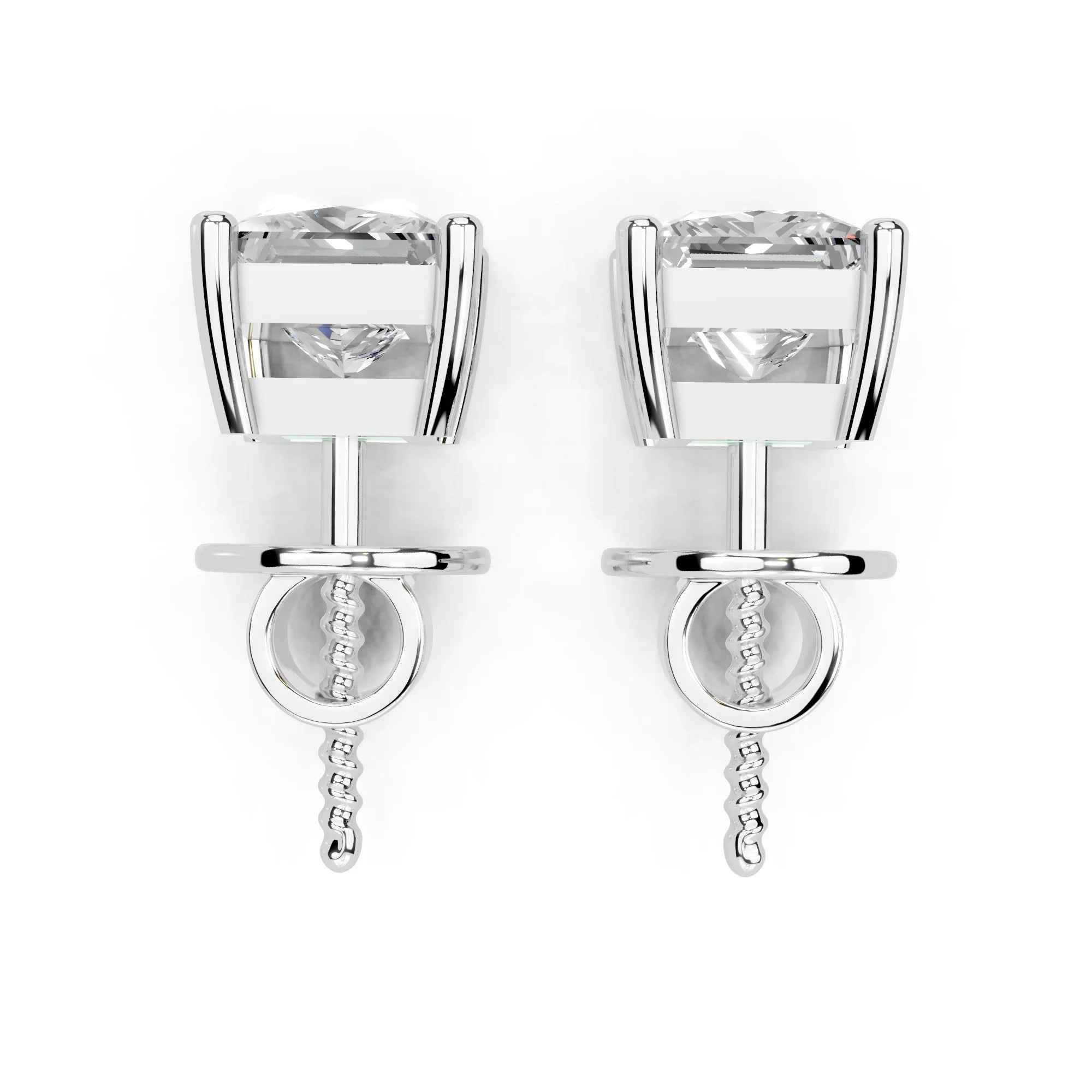 2.8 Carat Patricia Princess Cut Solitaire Studs