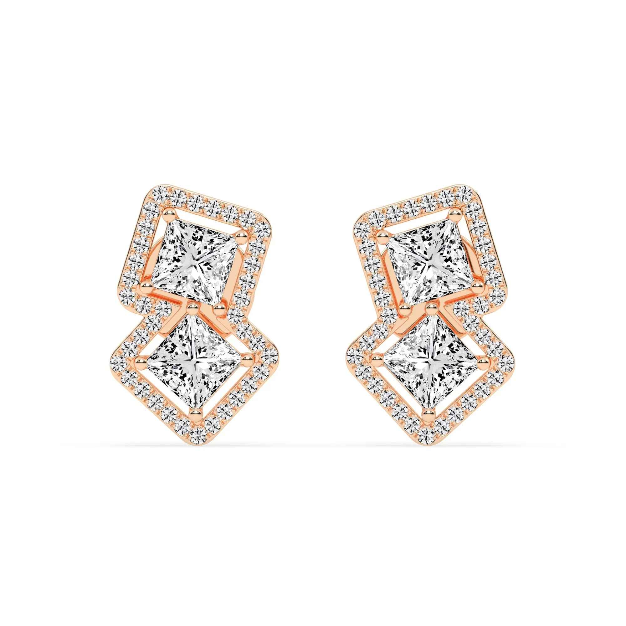 Passion Pair Princess Cut Diamond Earrings