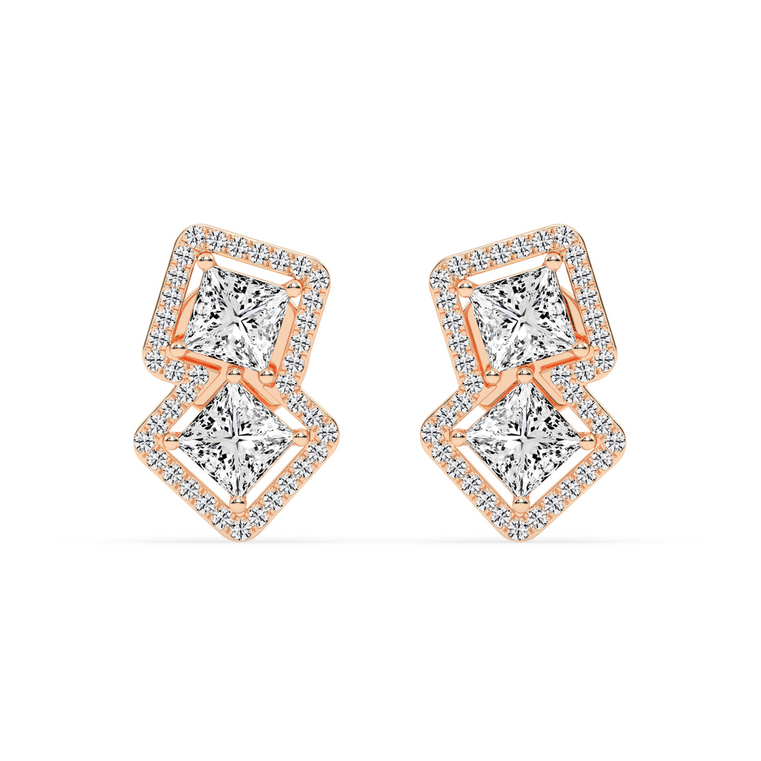Passion Pair Princess Cut Diamond Earrings