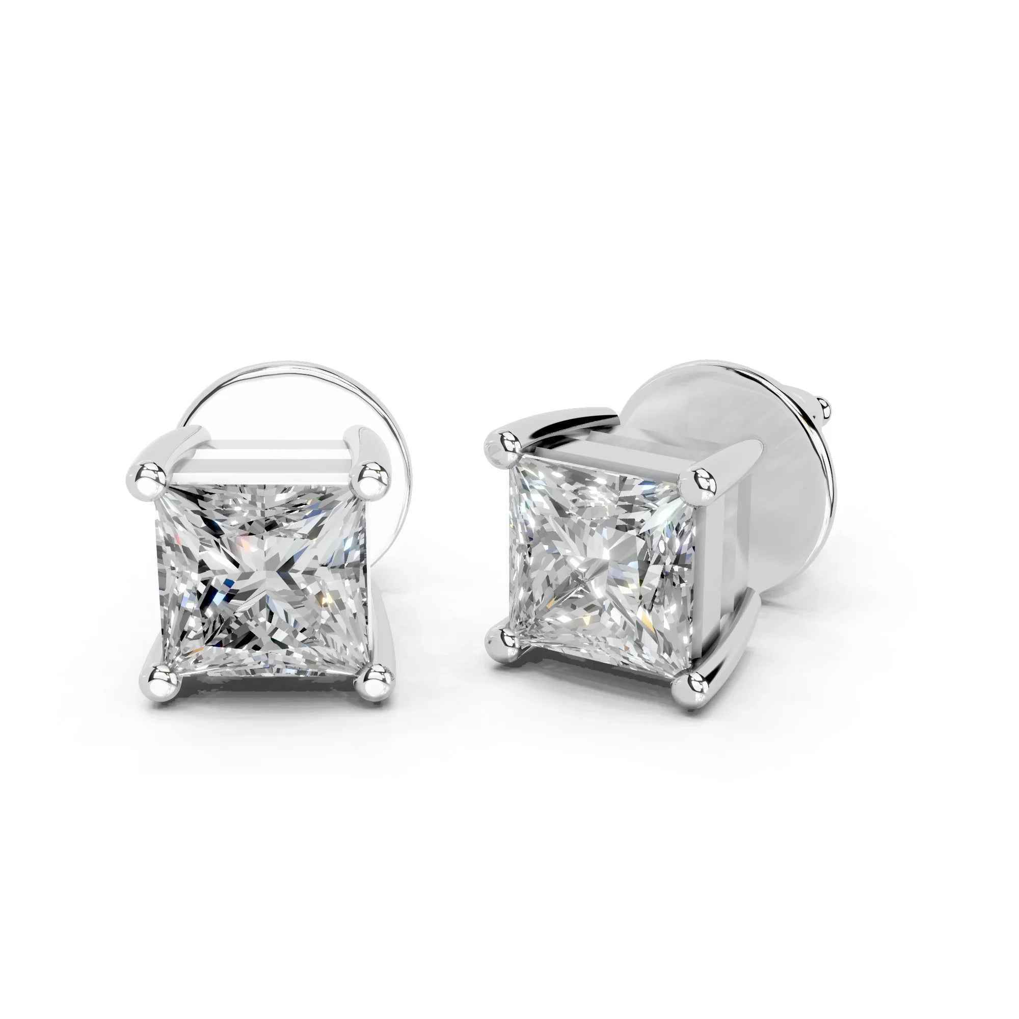 2.8 Carat Patricia Princess Cut Solitaire Studs