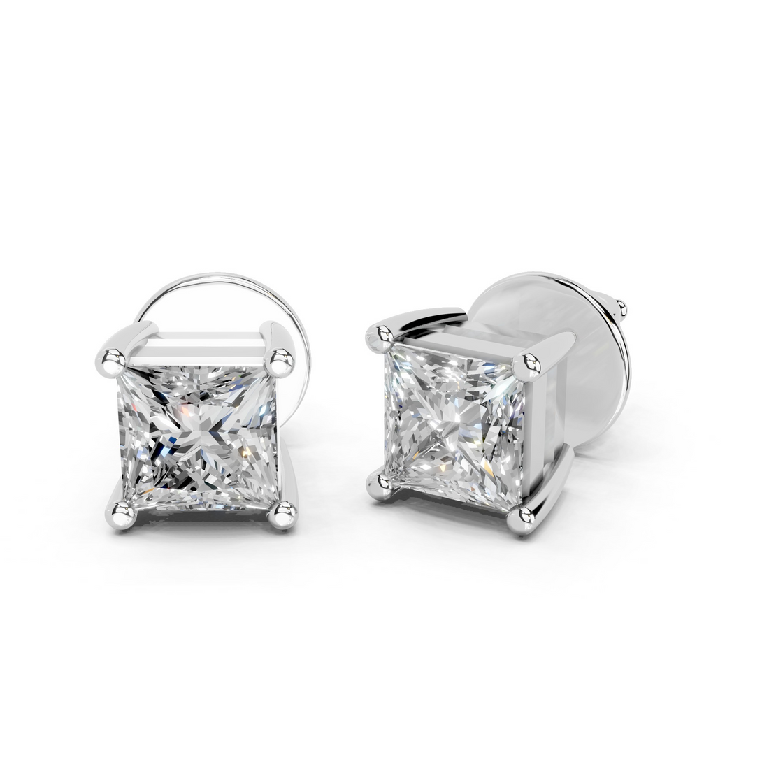 Patricia Princess Cut Diamond Studs