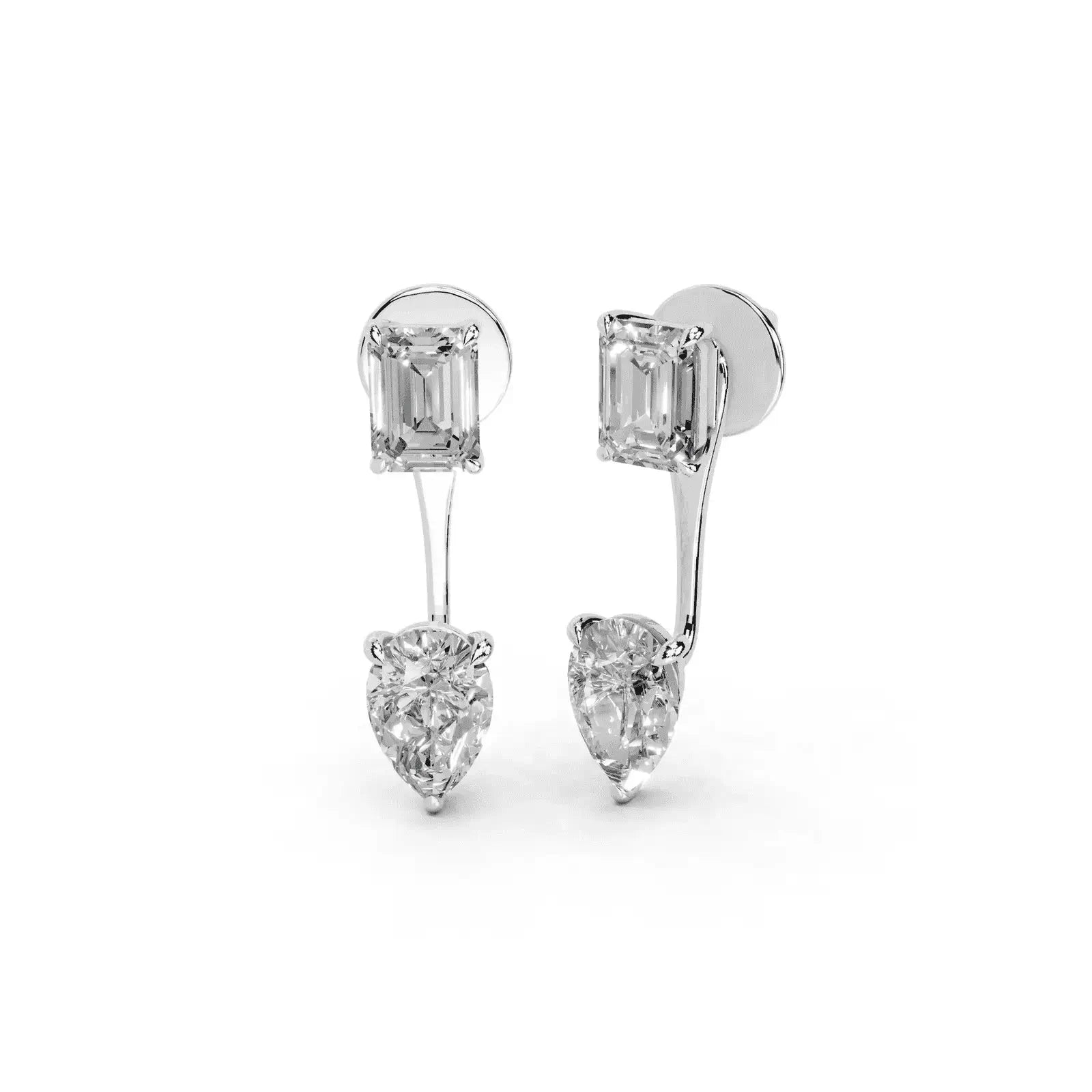 4 Carat Vespera Solitaires with Detachable Pear Jackets