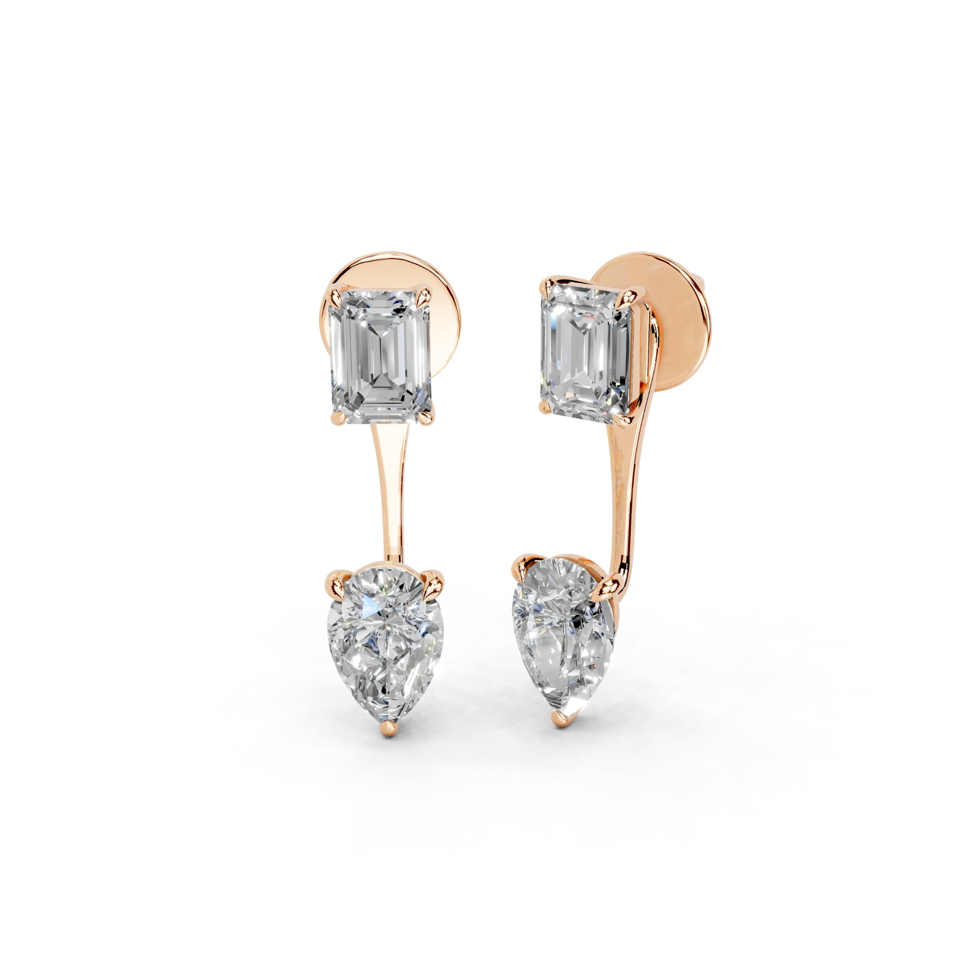 4 Carat Vespera Solitaires with Detachable Pear Jackets