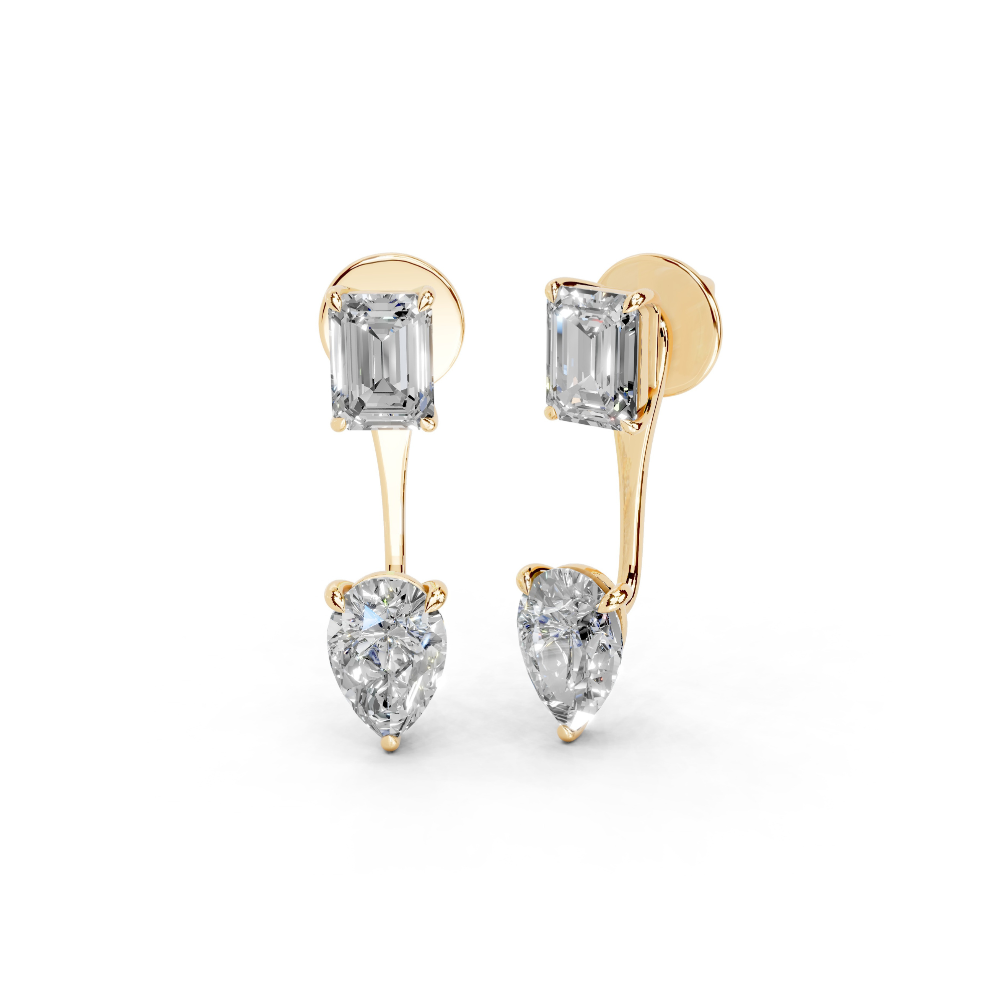 4 Carat Vespera Solitaires with Detachable Pear Jackets