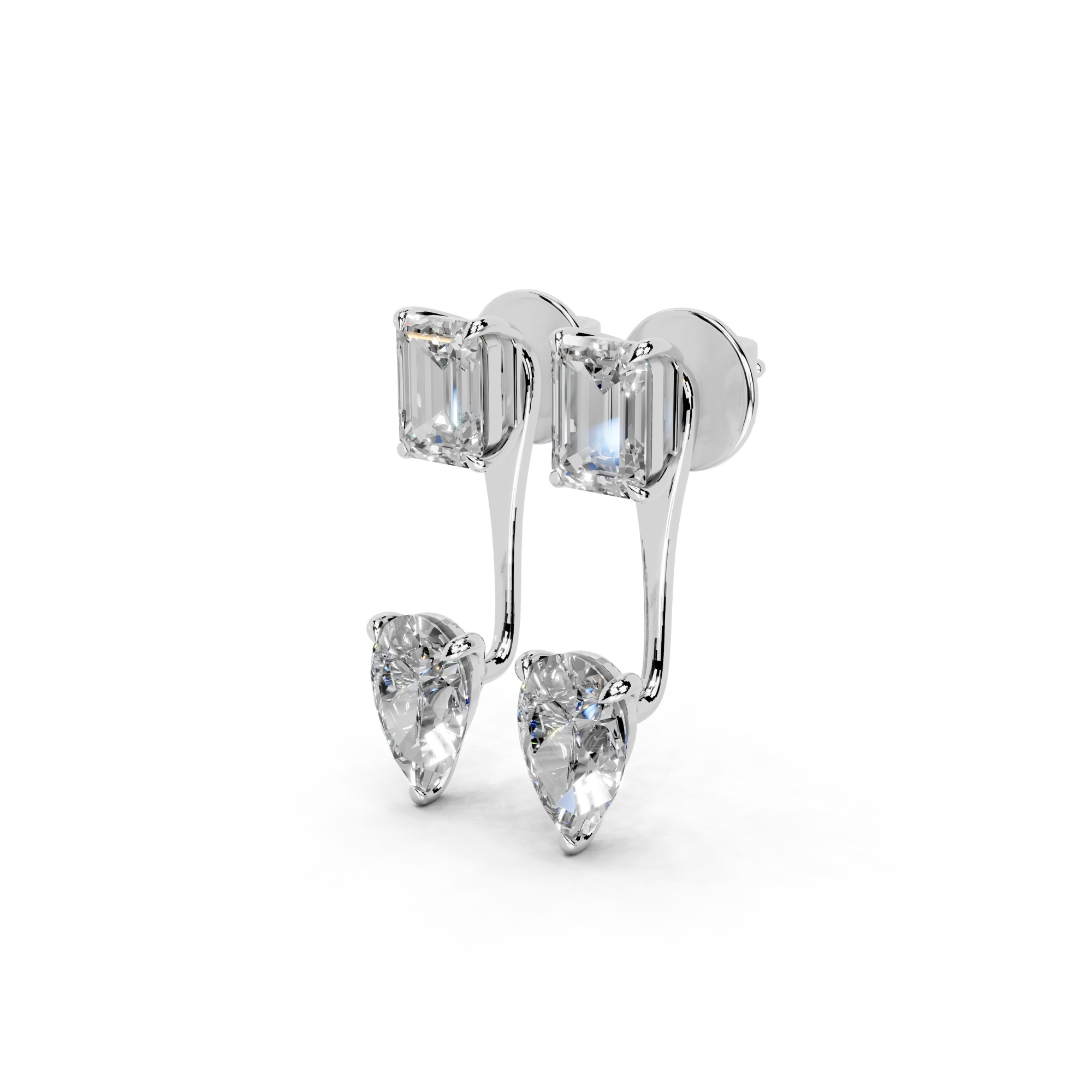 4 Carat Vespera Solitaires with Detachable Pear Jackets