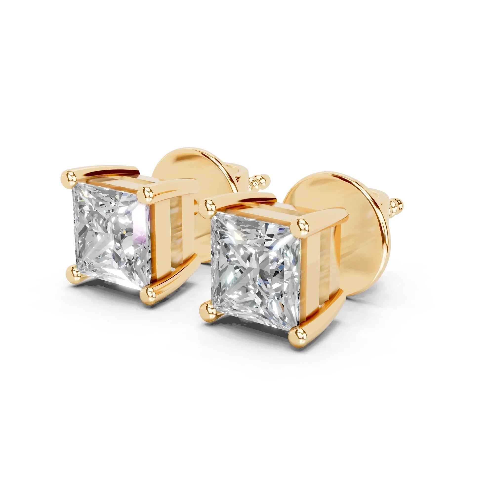 2.8 Carat Patricia Princess Cut Solitaire Studs