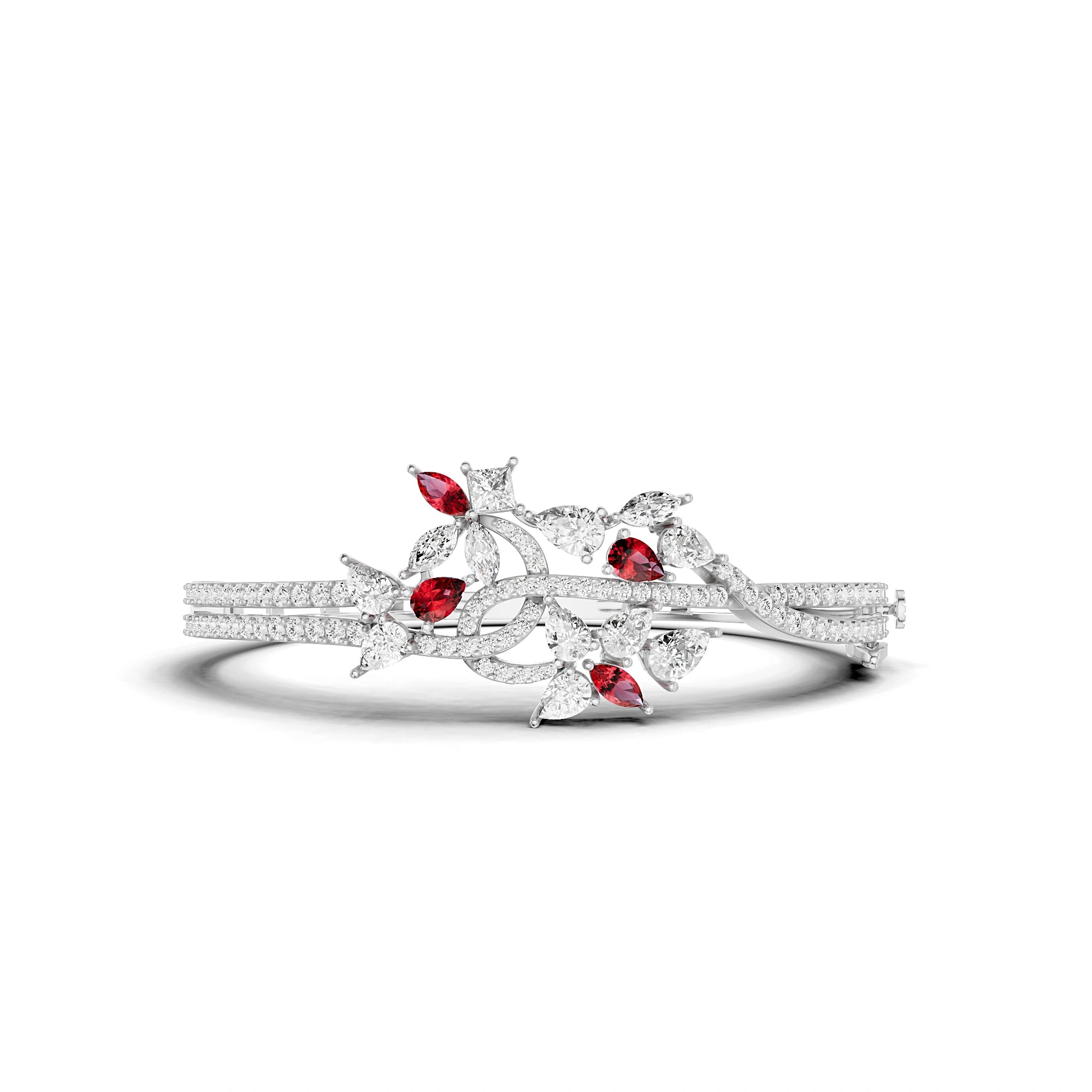 Aanya Ruby and Diamond Statement Bracelet