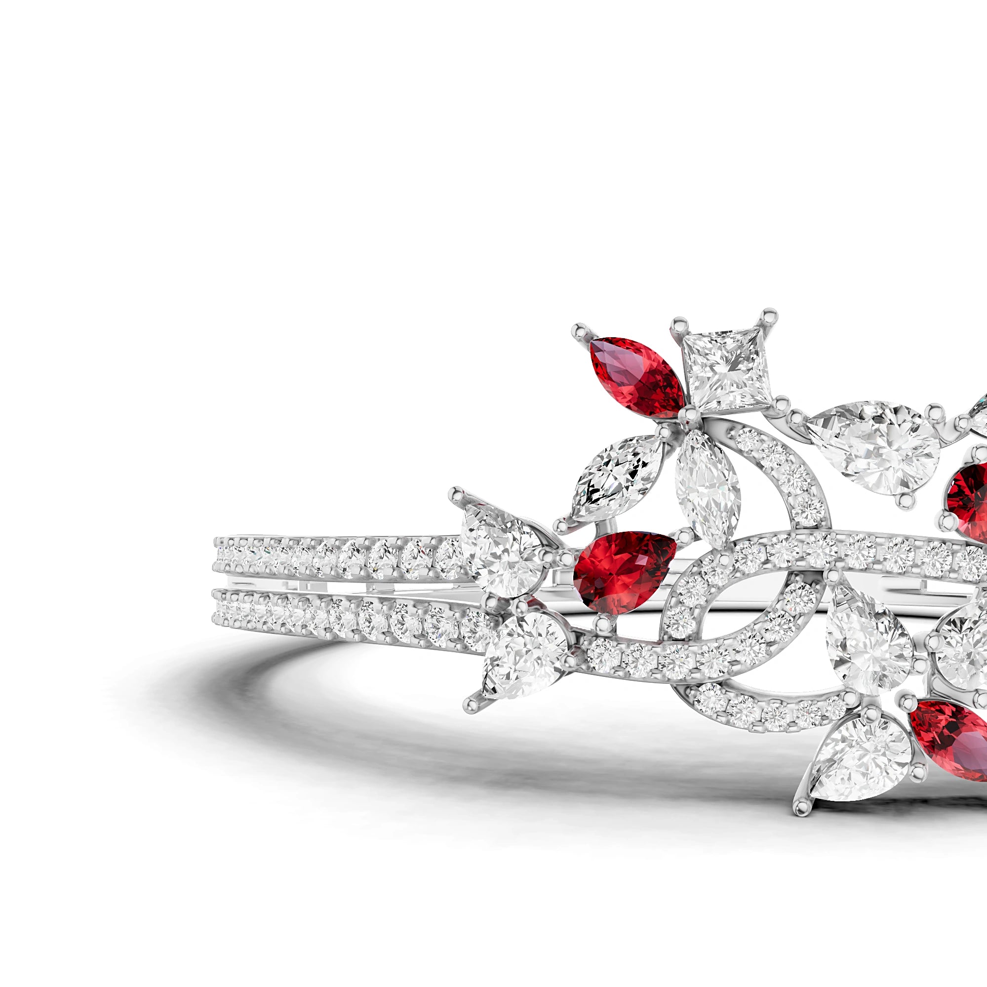 Aanya Ruby and Diamond Statement Bracelet