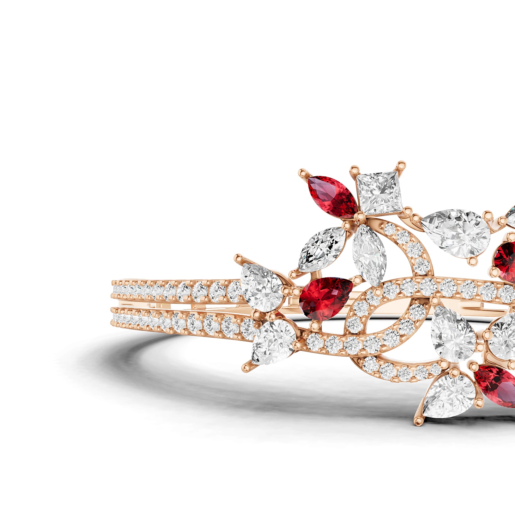 Aanya Ruby and Diamond Statement Bracelet