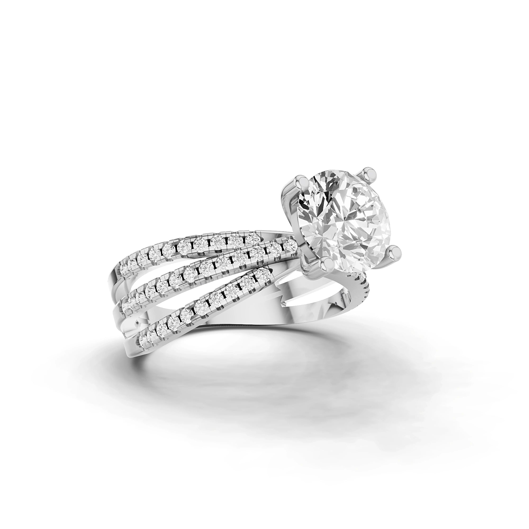 Odette Round Diamond Three Band Ring